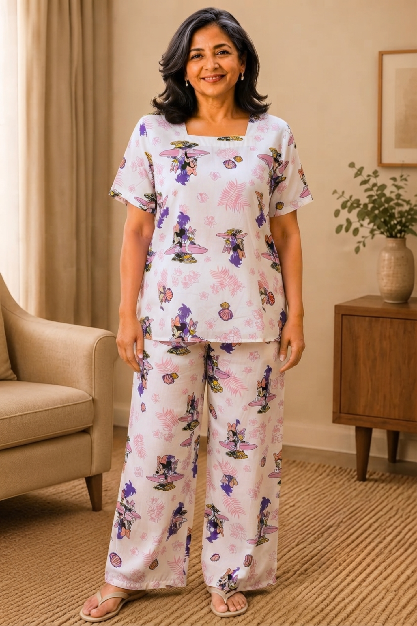 Happy Doodles Rayon Night Suit
