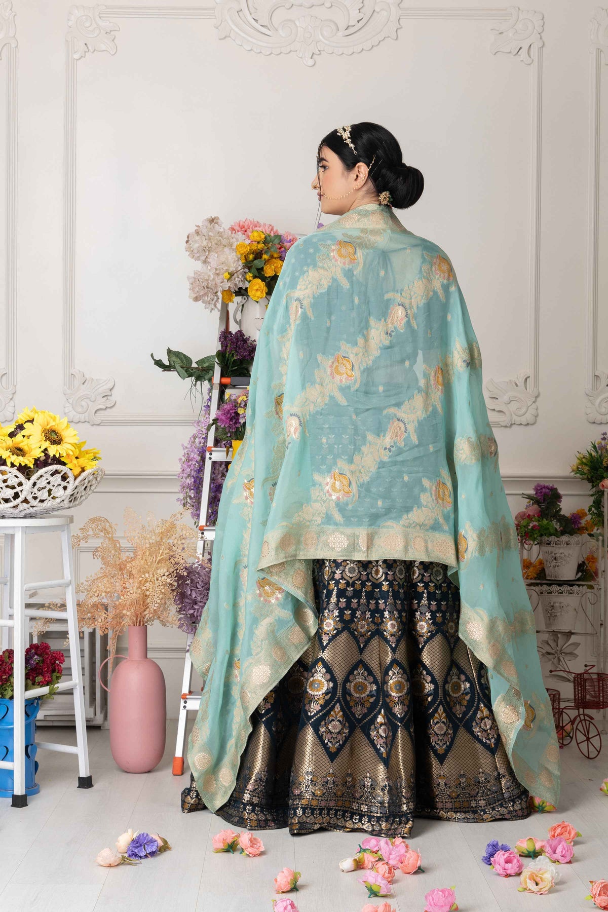 Buy Plus Size ​Haril Dhvani Banarasi Silk Lehenga At Apella | Sizes XS to 10 XL | India | Free Delivery | Customized