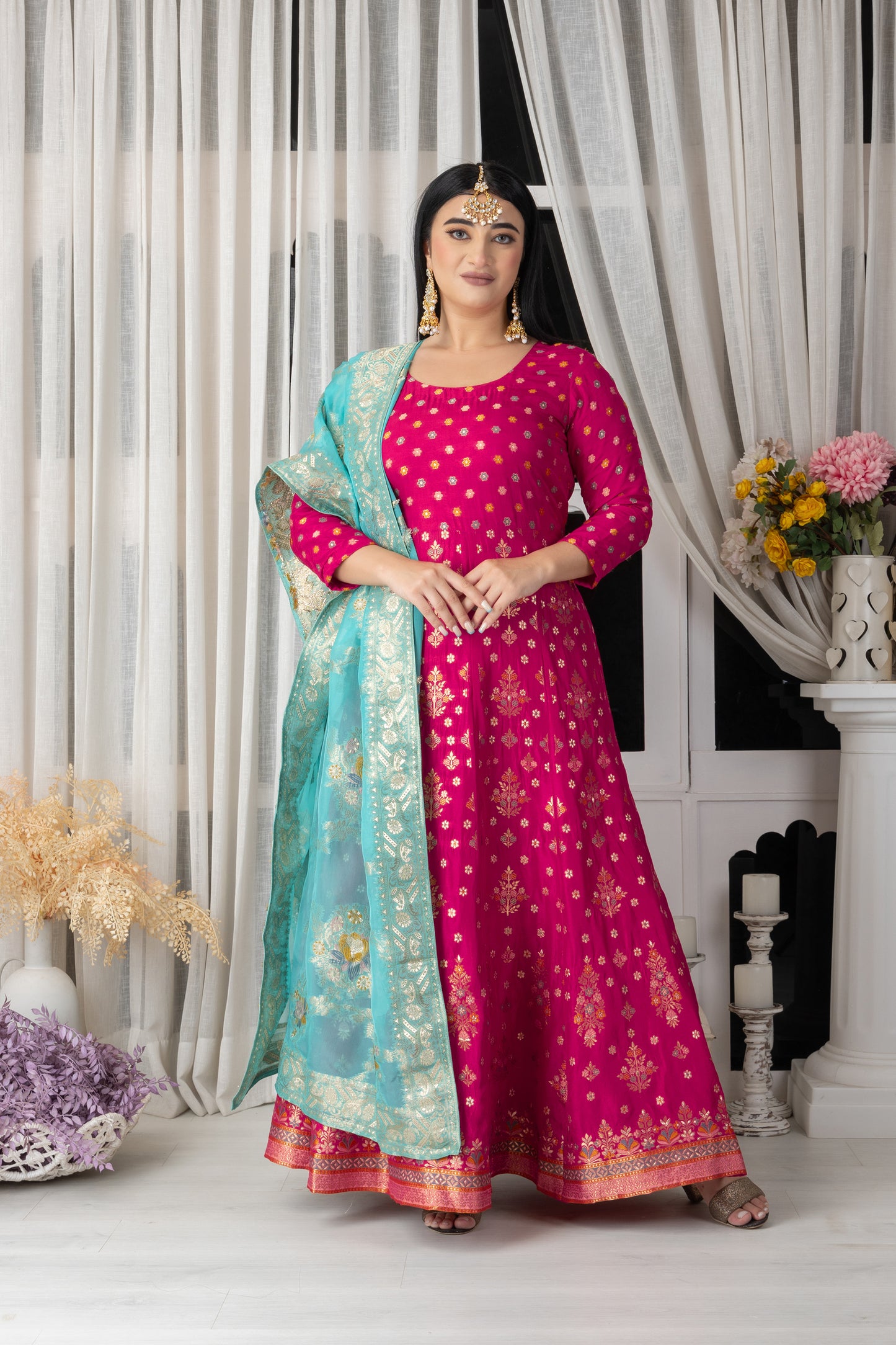 Women Plus Size Haseen Dastan Banarasi Silk Dress