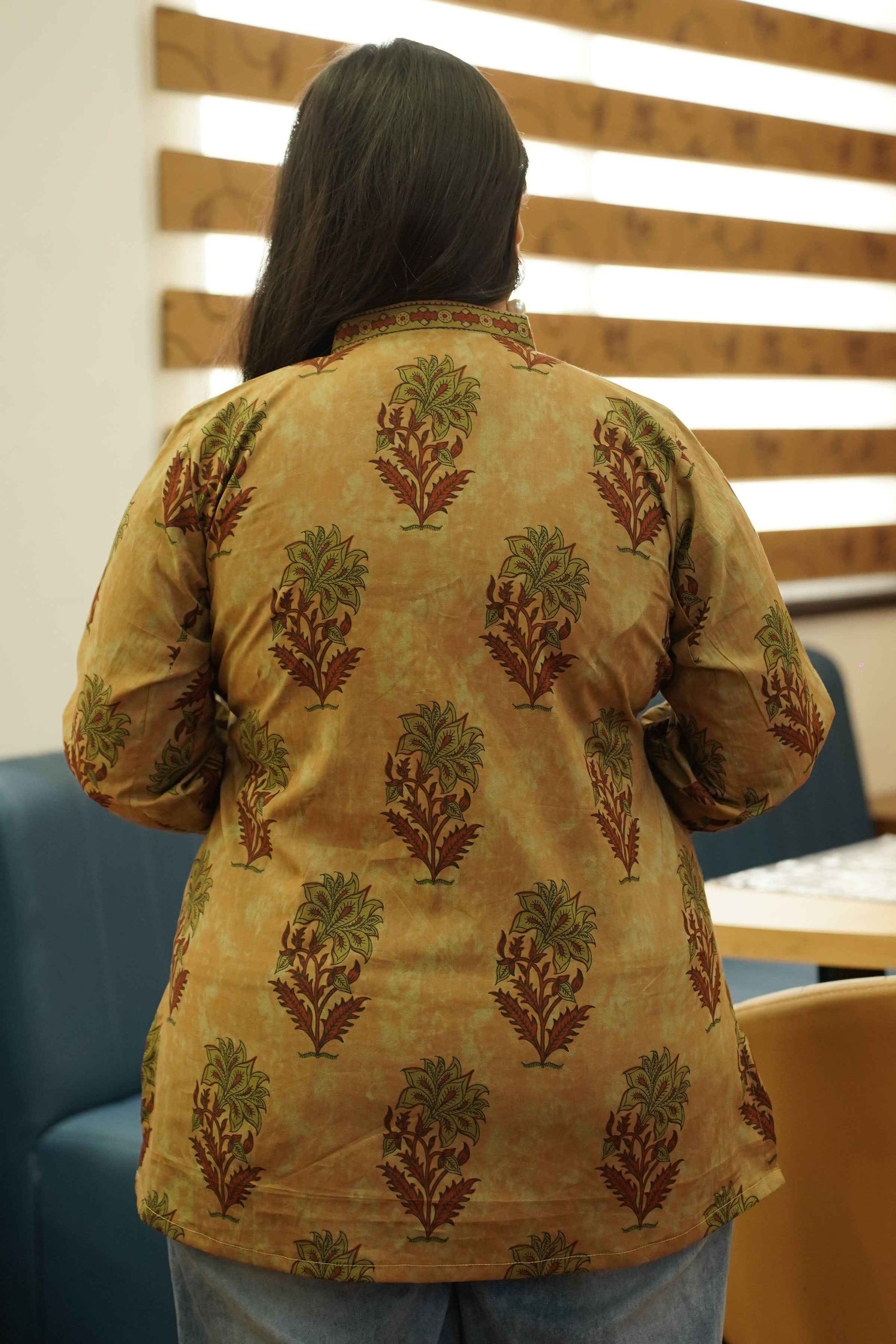 Henna Clay Block Printed Cotton Top