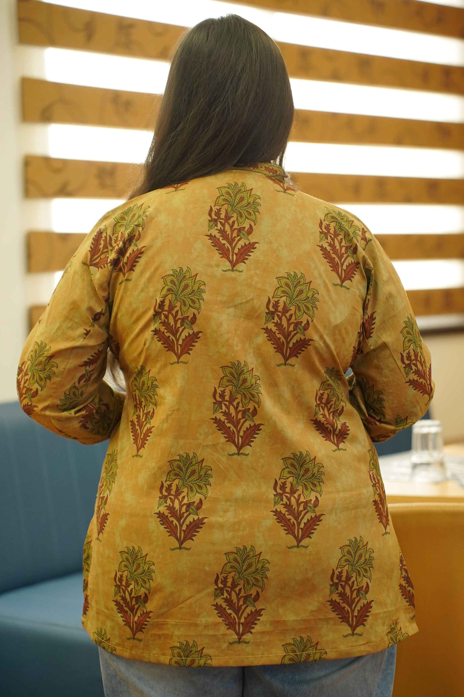 Henna Clay Block Printed Cotton Top