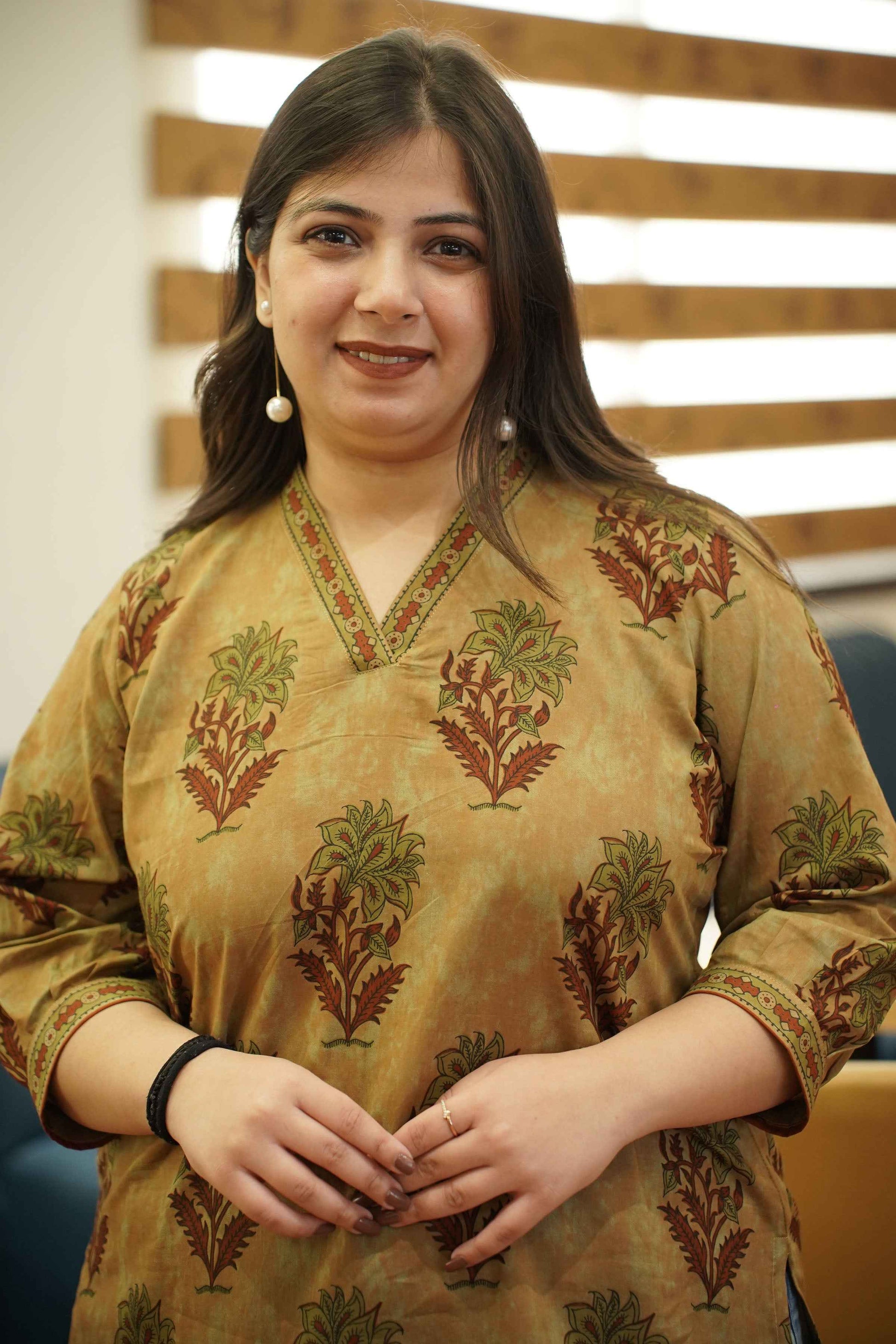 Henna Clay Block Printed Cotton Top