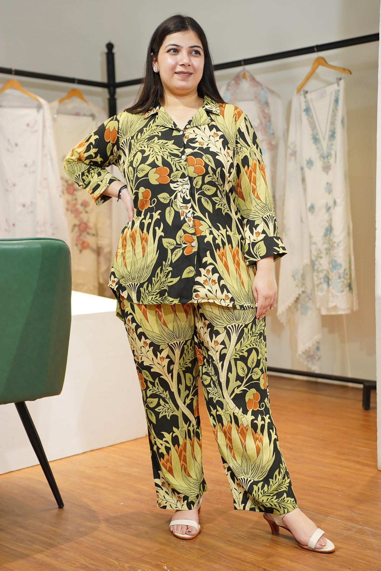 Midnight Olive Collared Co-ord Set