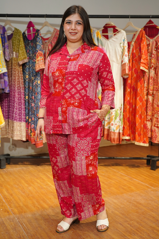 Rosé Daydream Foiled Rayon Co-ord Set