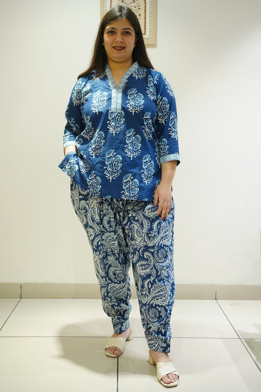 Indigo Block Printed Cotton Salwar