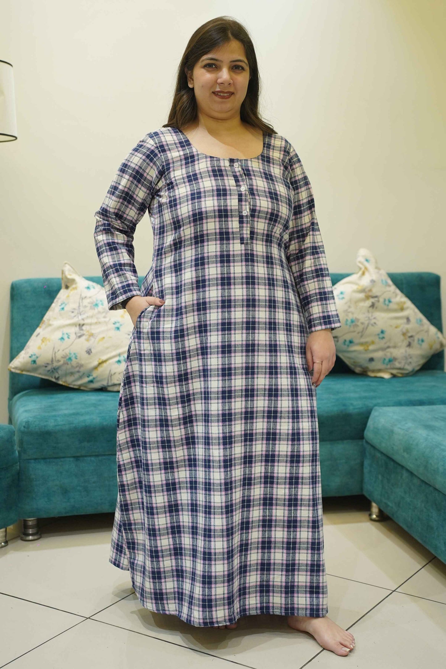 Indigo Cuddle Woollen Night Gown