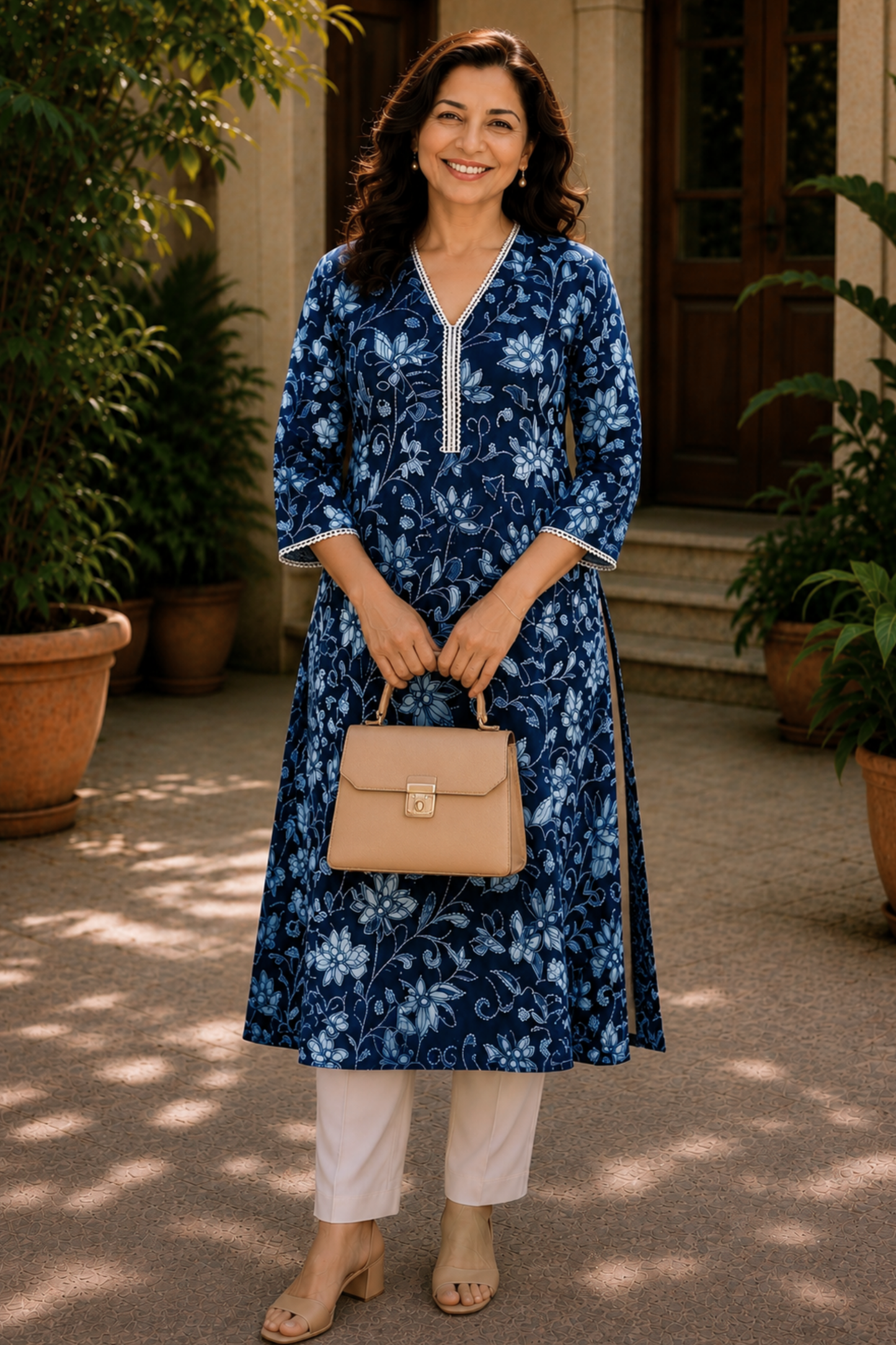 Tarini Indigo A-line Cotton Kali Kurta