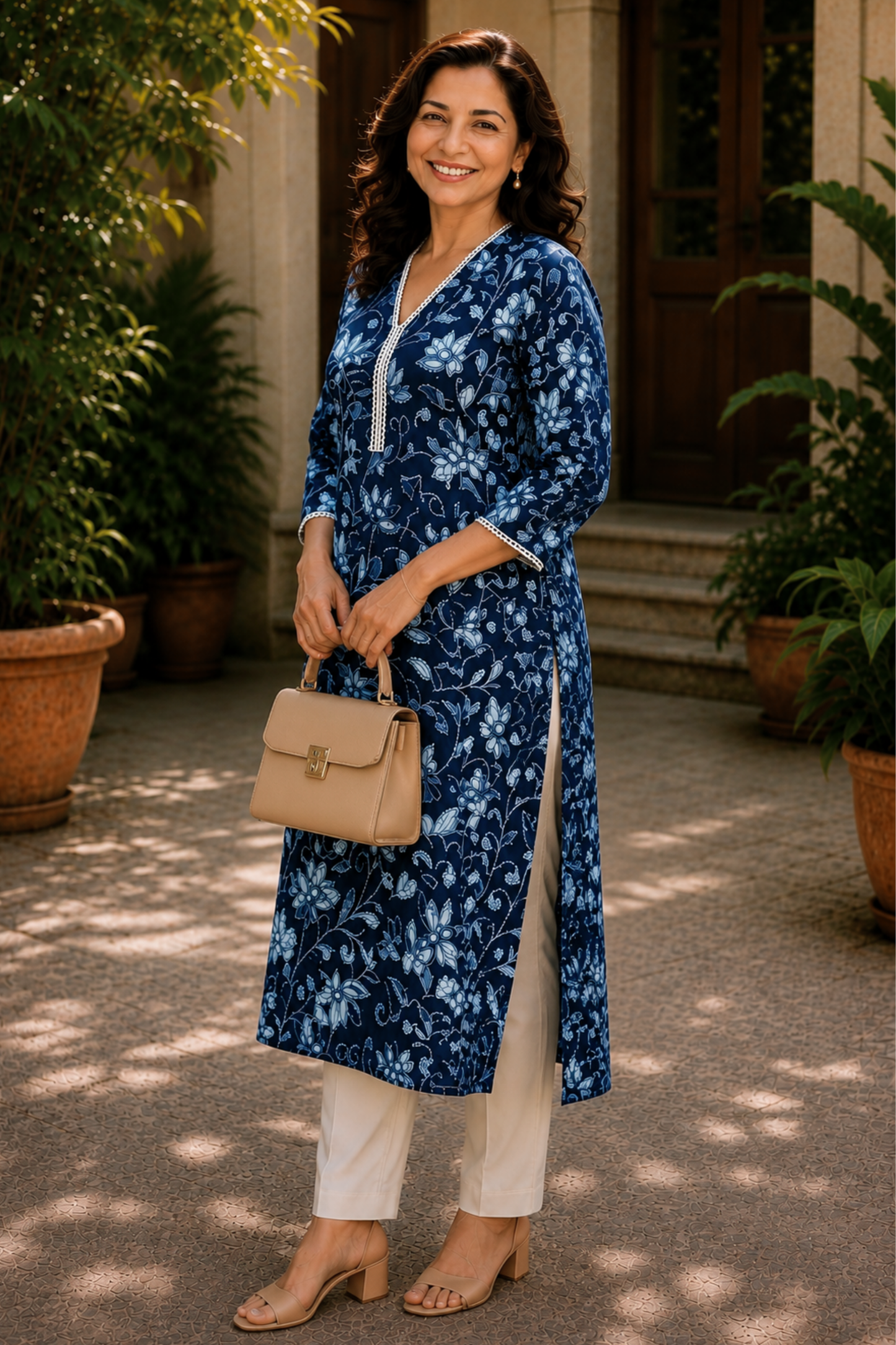 Tarini Indigo A-line Cotton Kali Kurta