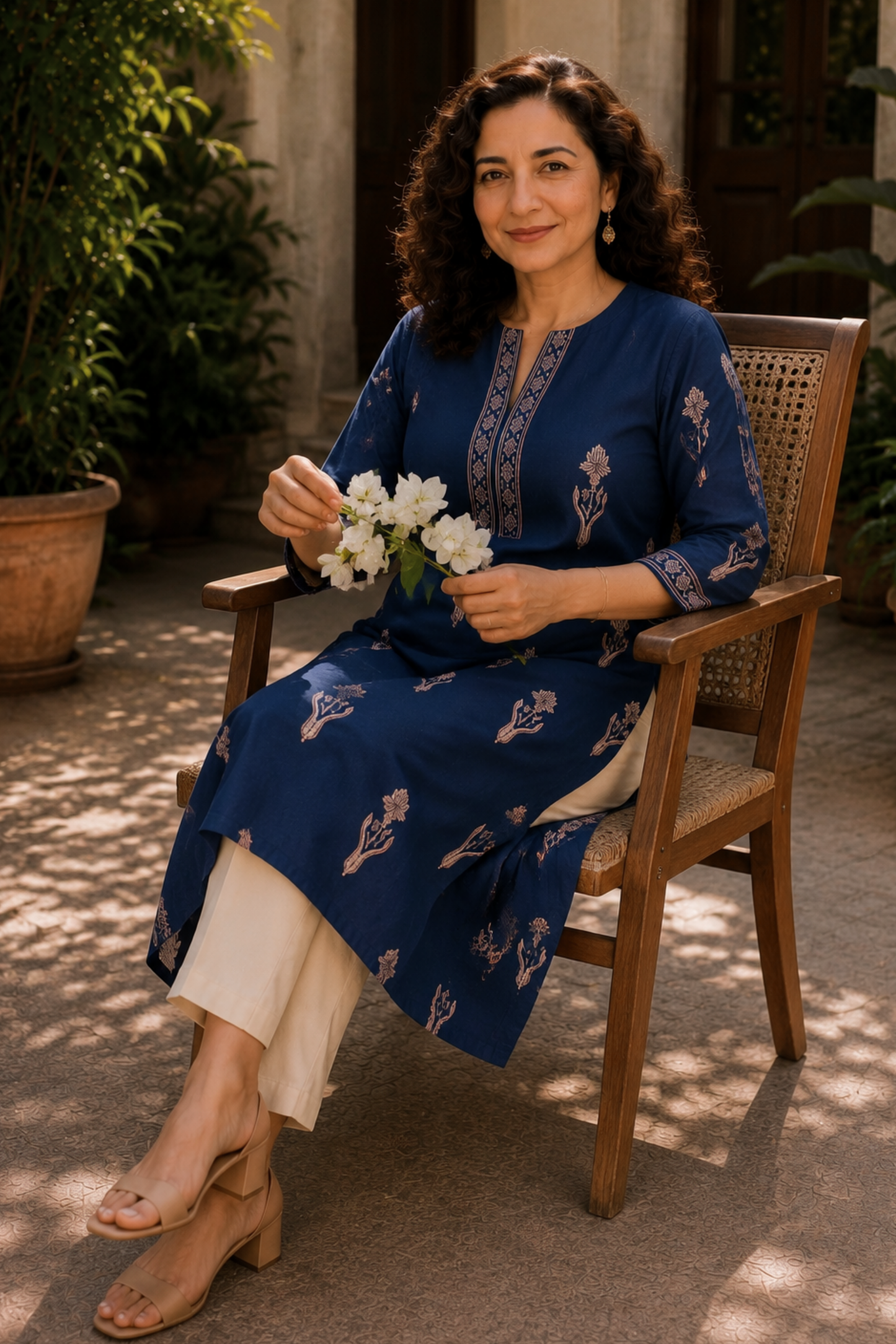 Neel Butti A-line Cotton Kali Kurta