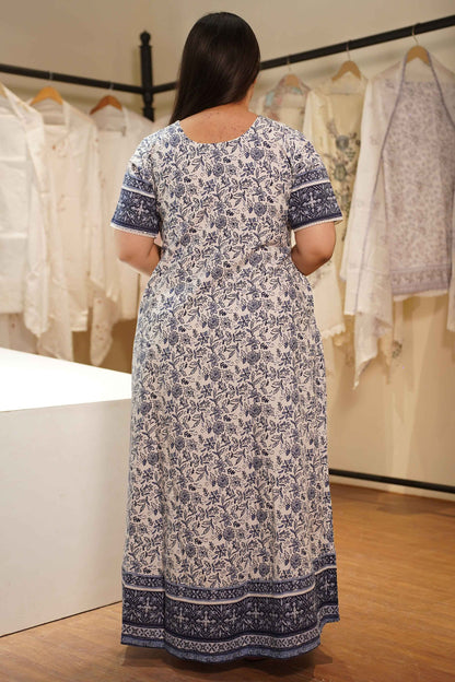 Ivory Bordered Rayon Night Gown