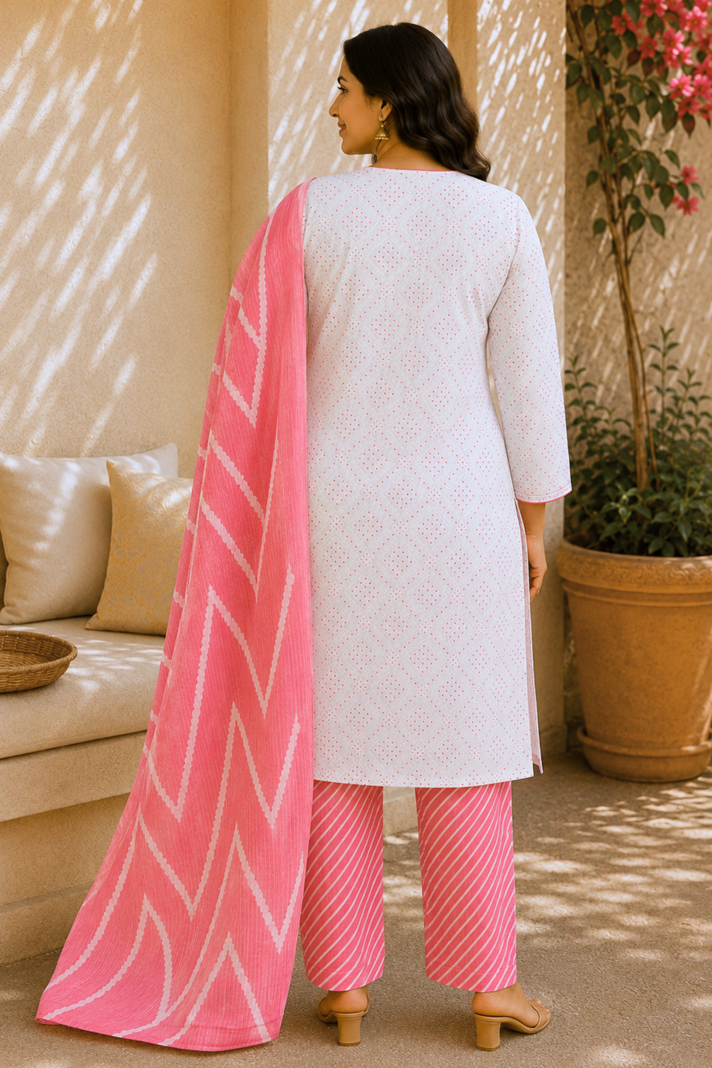 Gulaabi Leher Cotton Suit Set