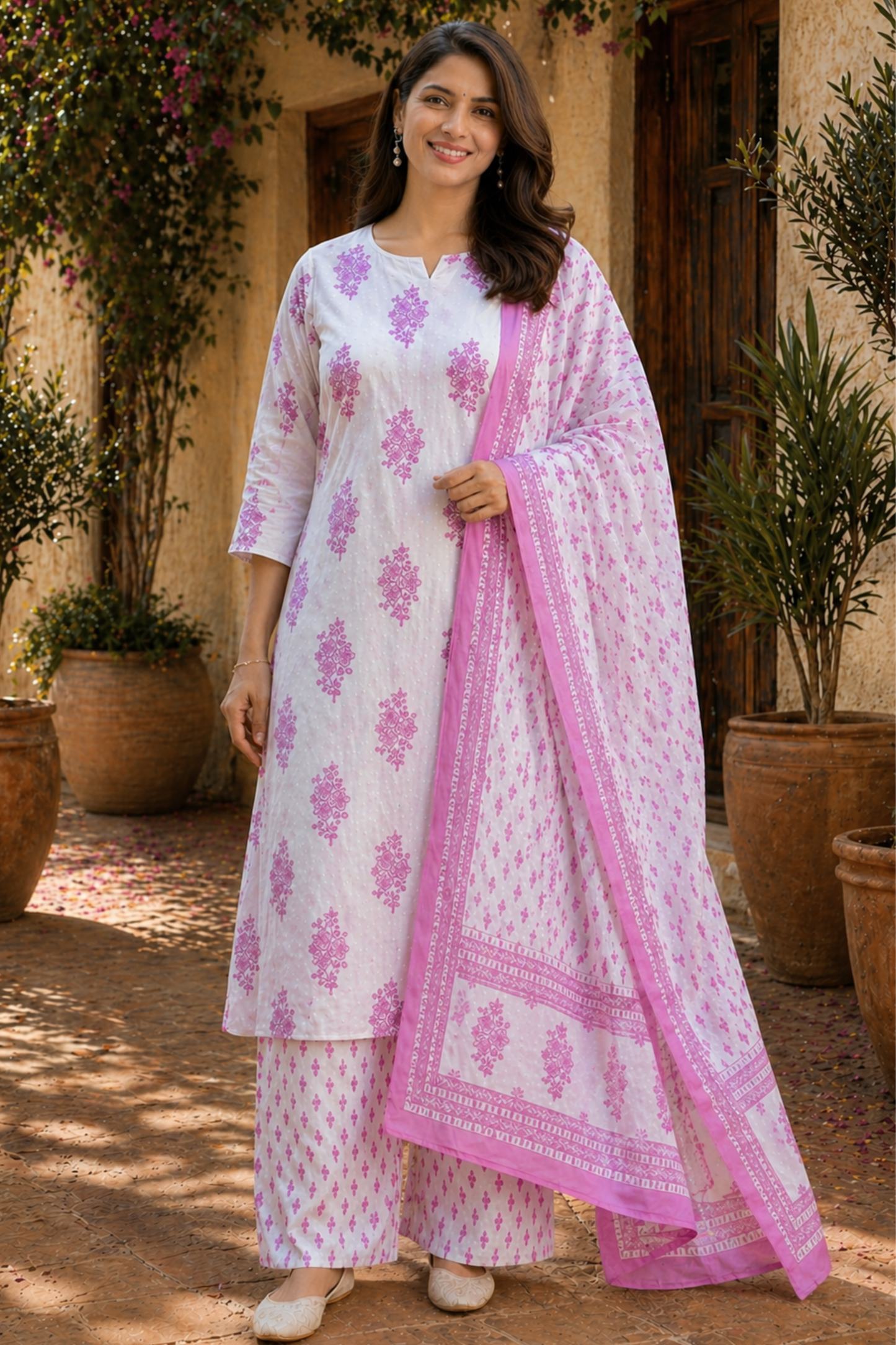 Gulaab Ivory Bagh Cotton Suit Set