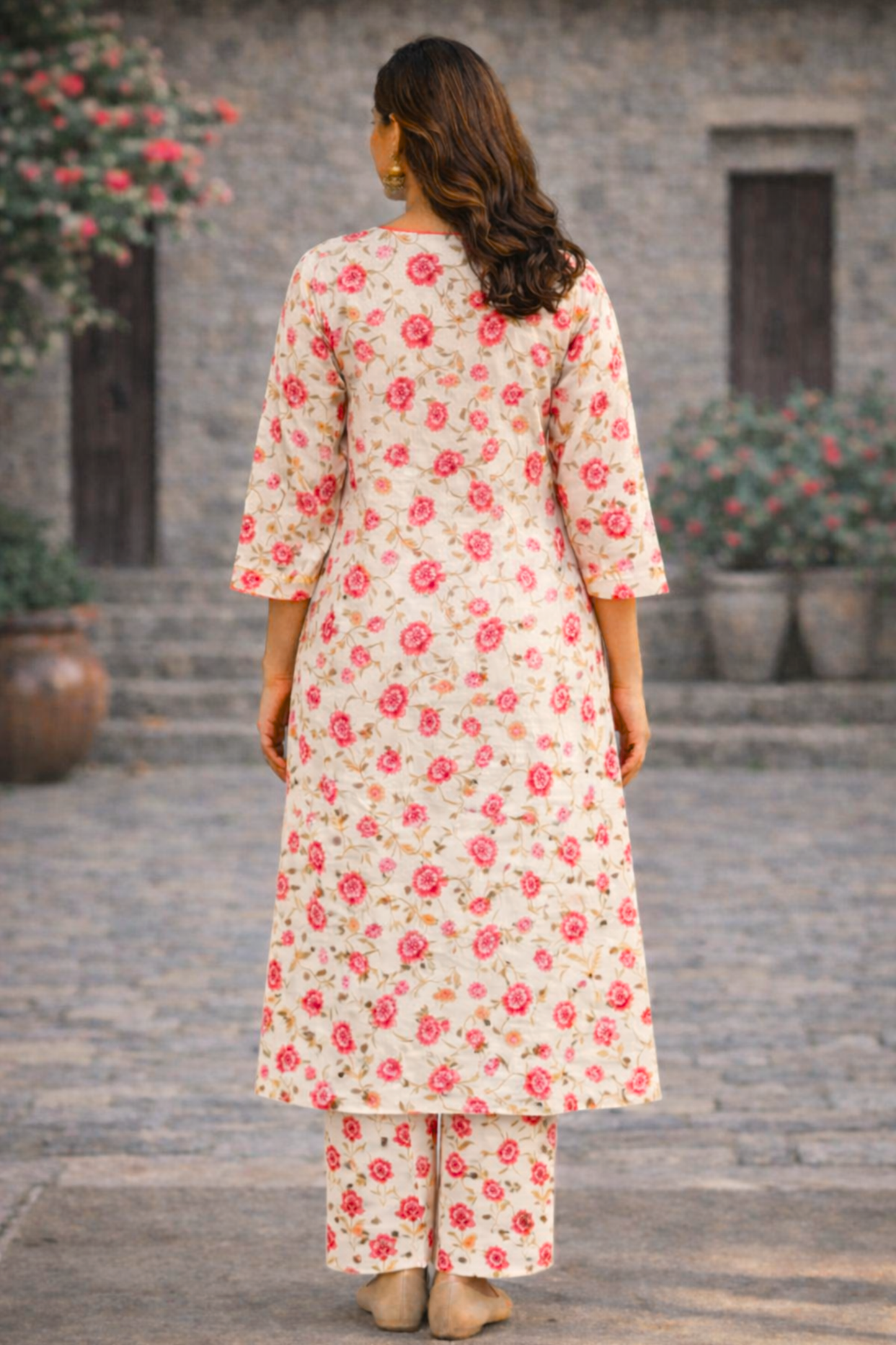 Rosefield Block Printed Kalidar Suit