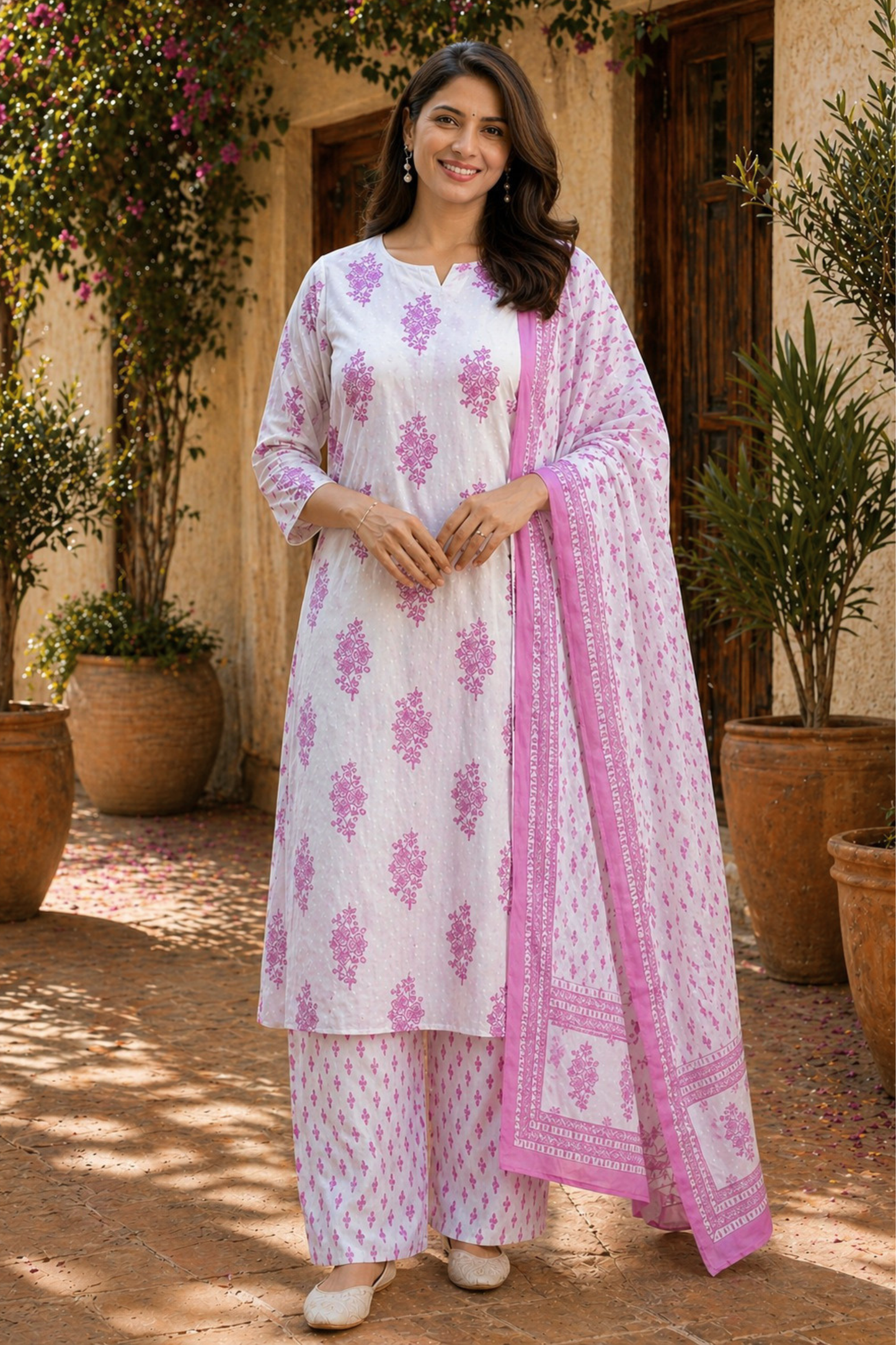 Gulaab Ivory Bagh Cotton Suit Set