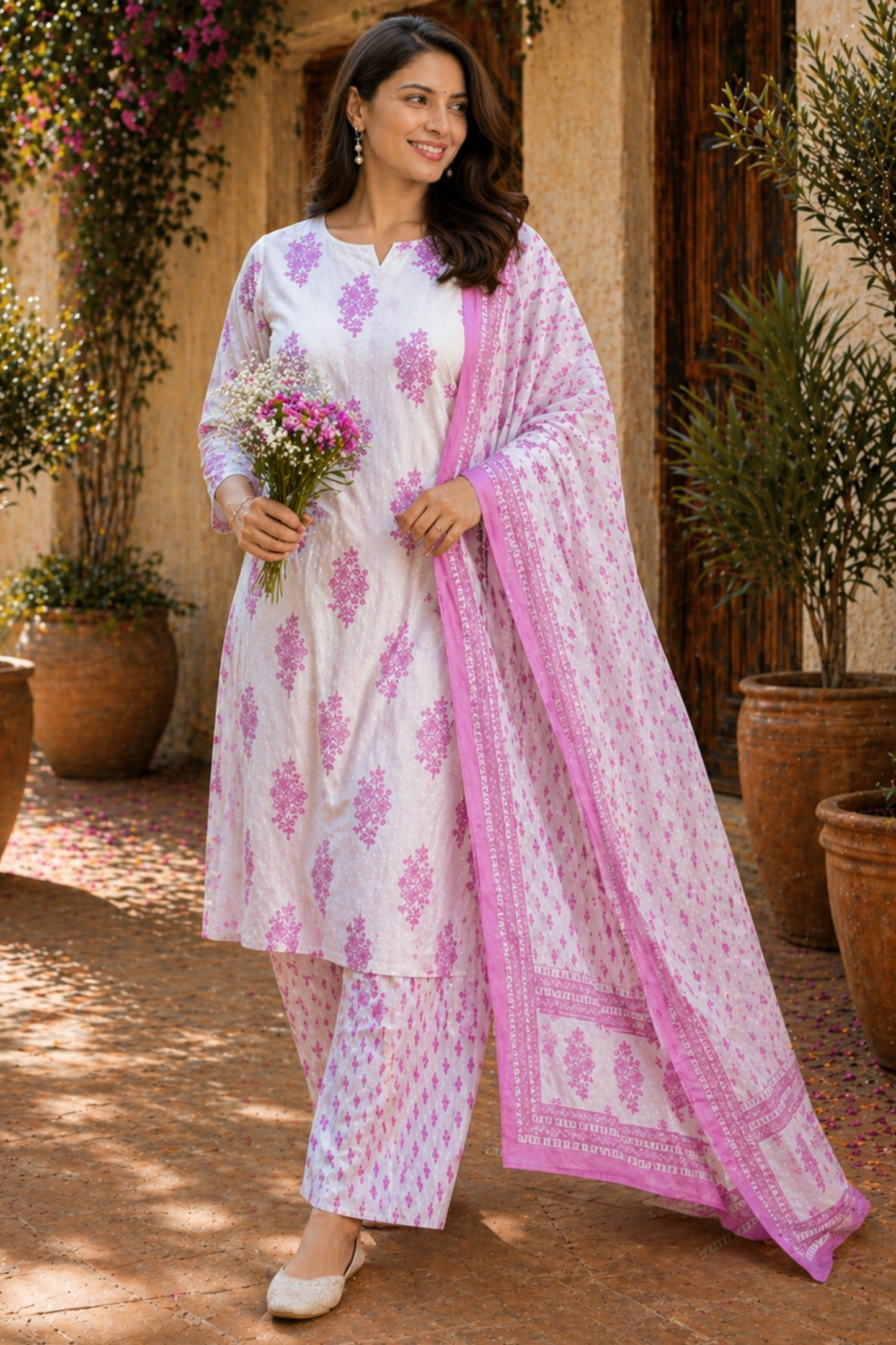 Gulaab Ivory Bagh Cotton Suit Set