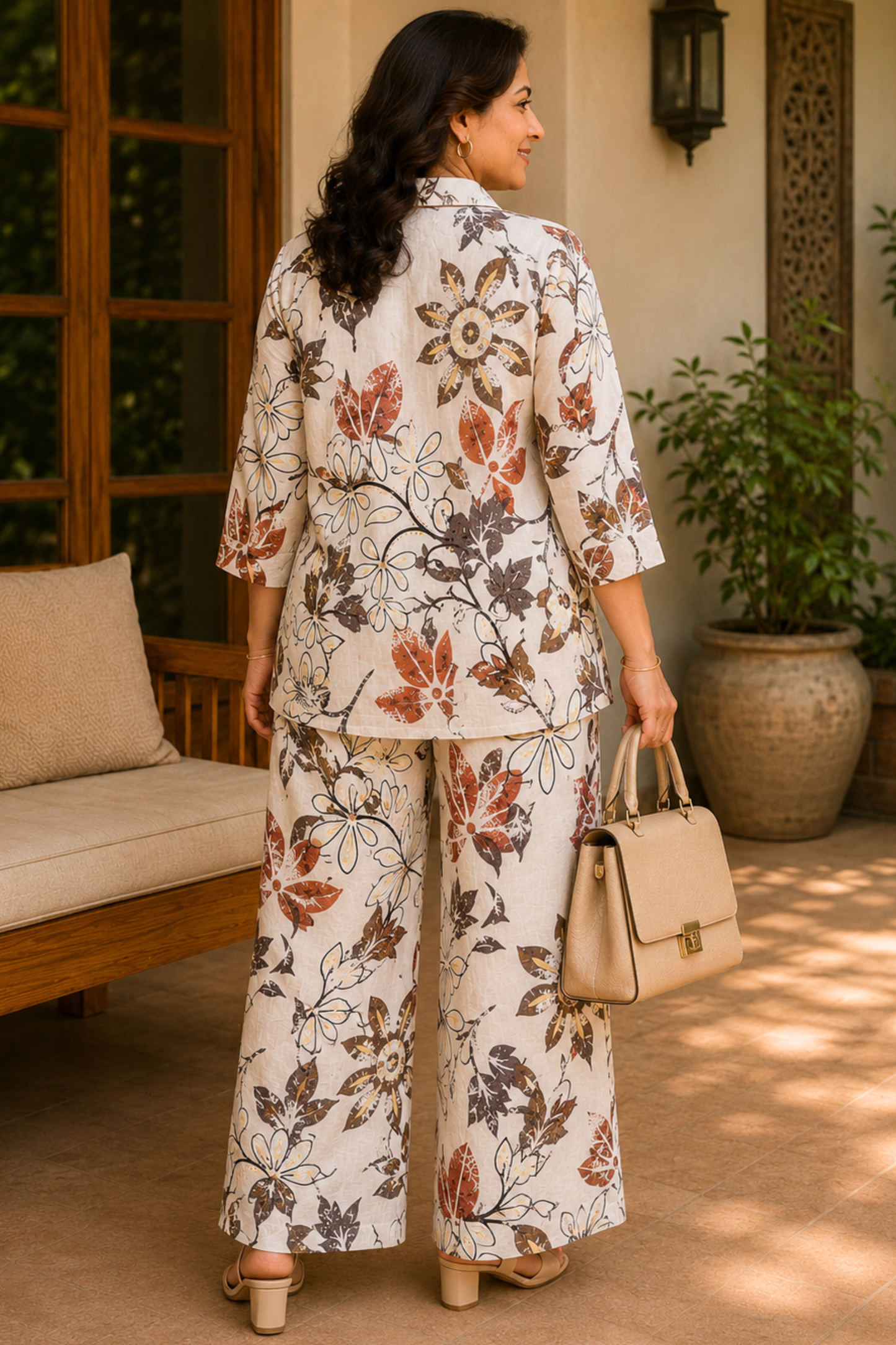 Autumn Fleur Foiled Linen Co-ord Set