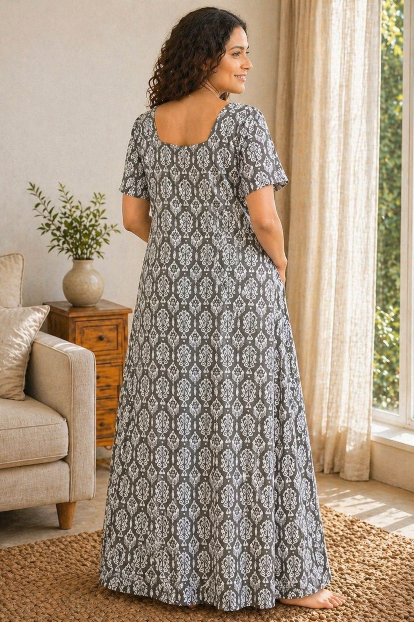 Smoky Ivory Rayon Night Gown