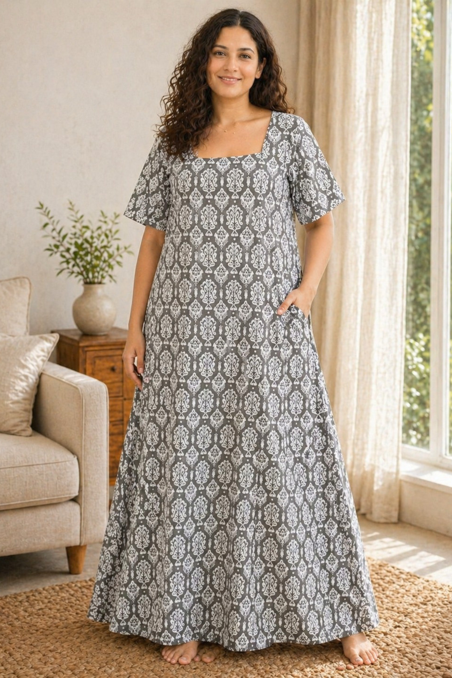 Smoky Ivory Rayon Night Gown