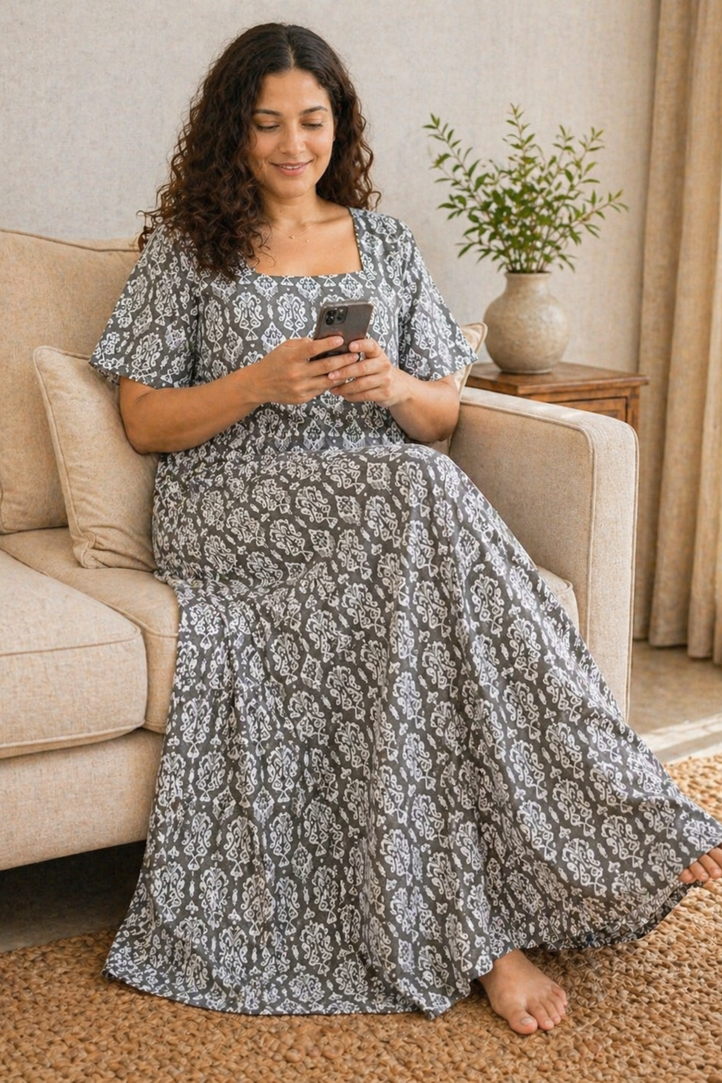 Smoky Ivory Rayon Night Gown