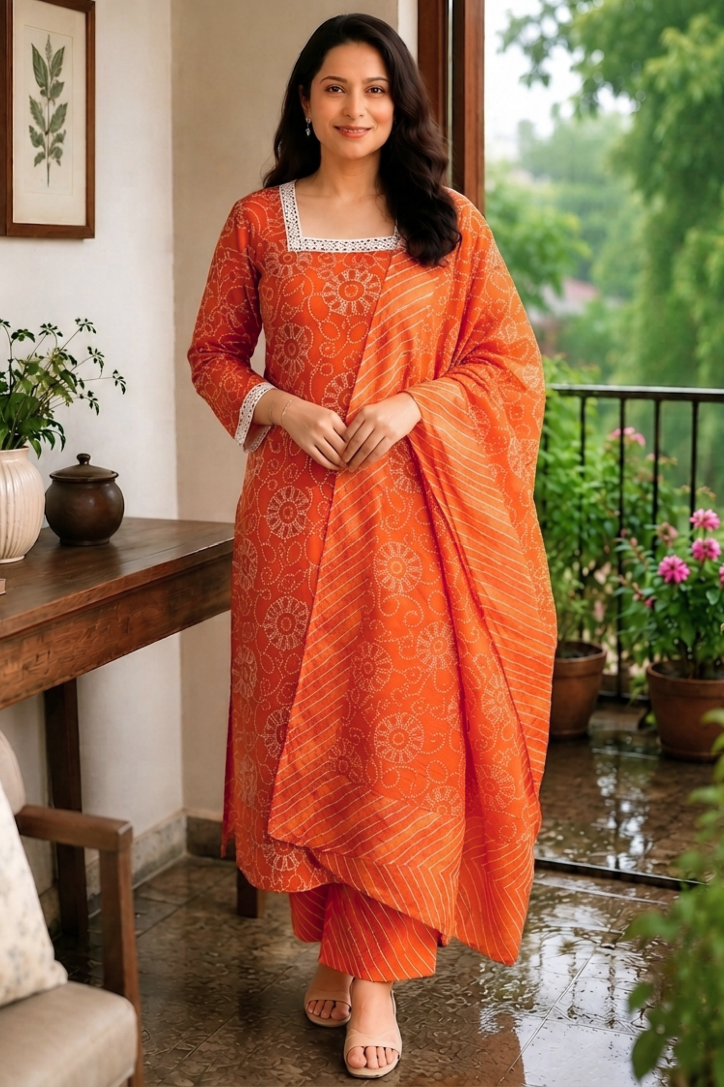Rangrez Bandhani Printed Cotton Suit Set