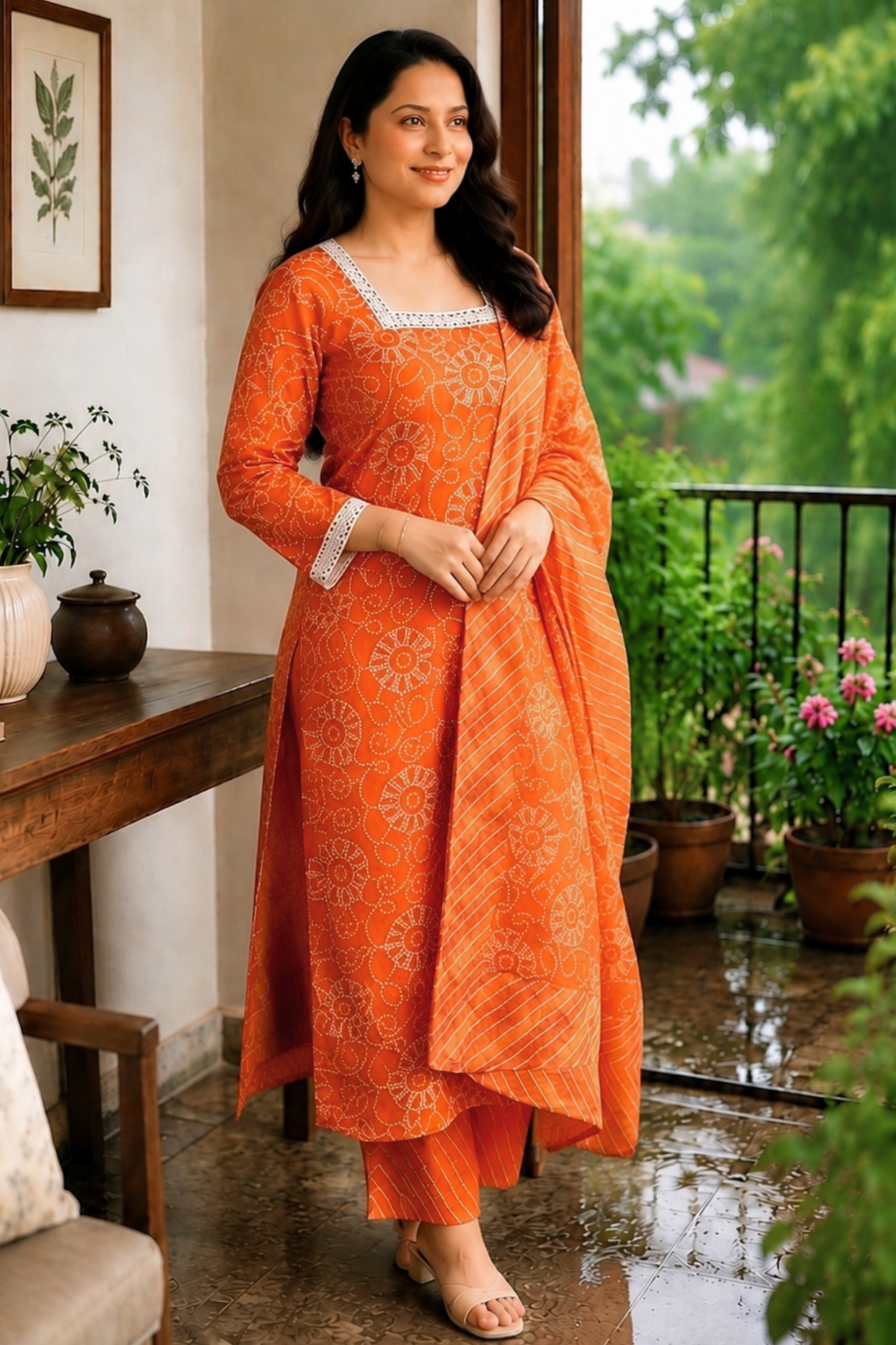 Rangrez Bandhani Printed Cotton Suit Set