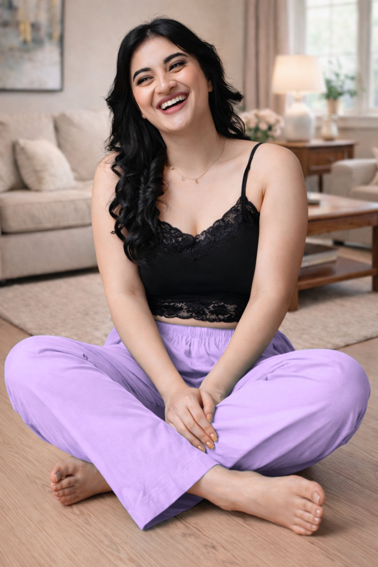 Lavender Cotton Kurti Pant