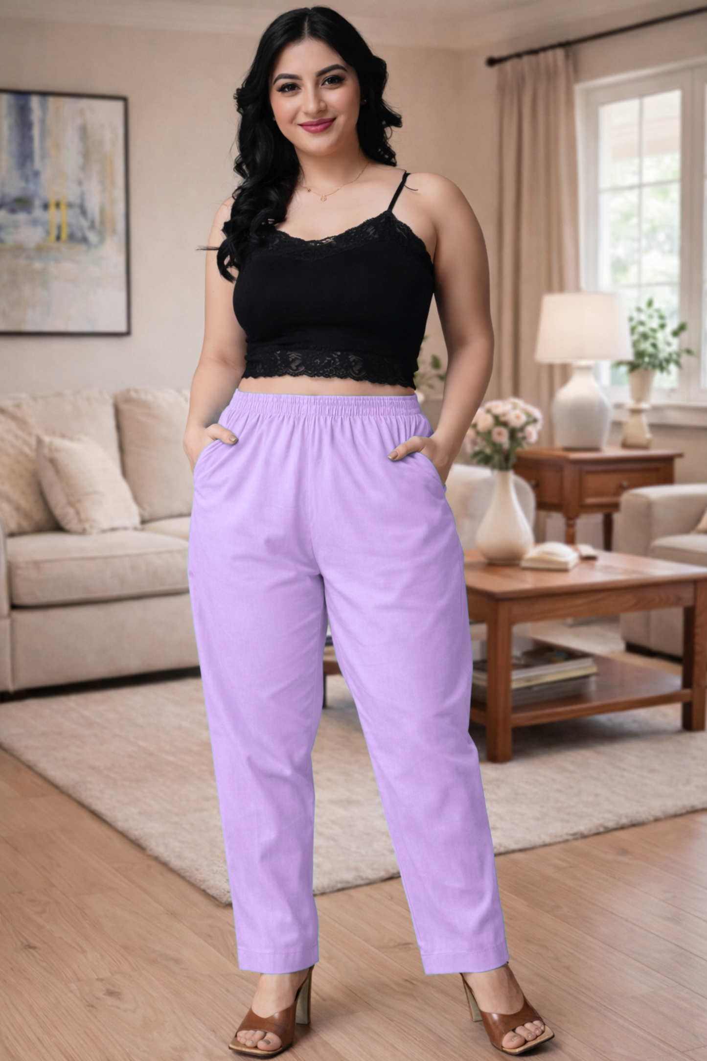 Lavender Cotton Kurti Pant