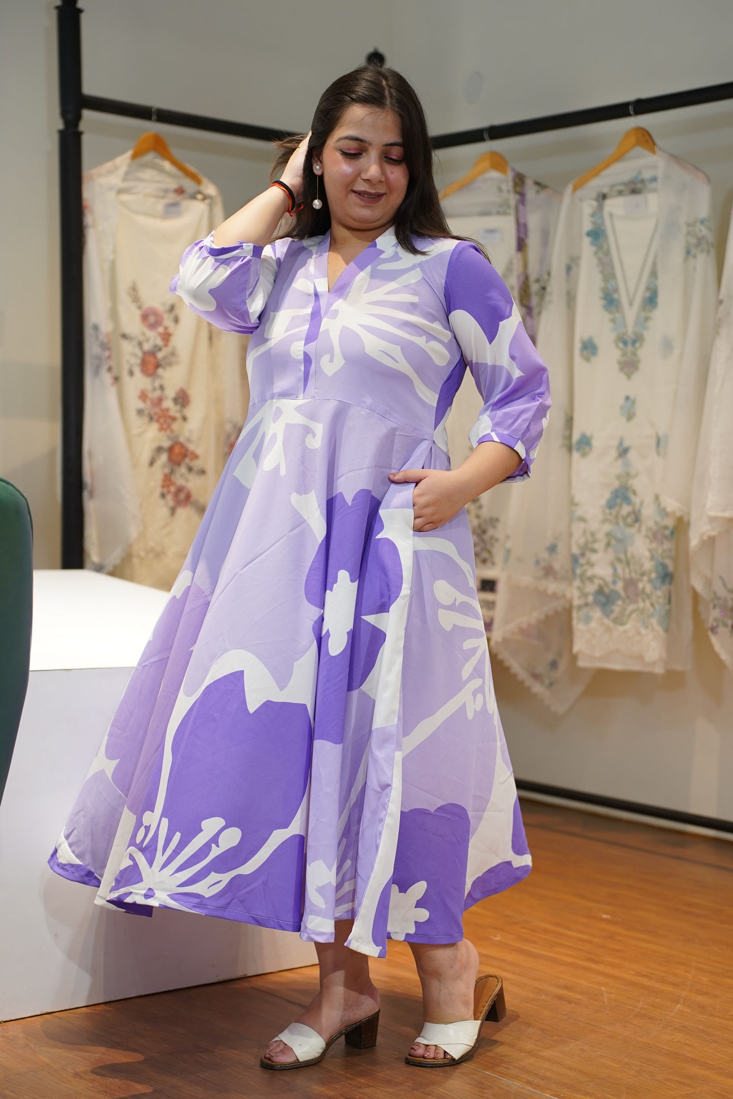 Dewdrop Delight Floral Maxi Dress