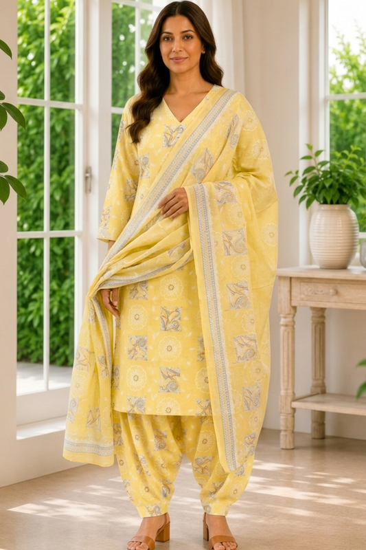 Honey Vanilla Cotton Kurta With Salwar
