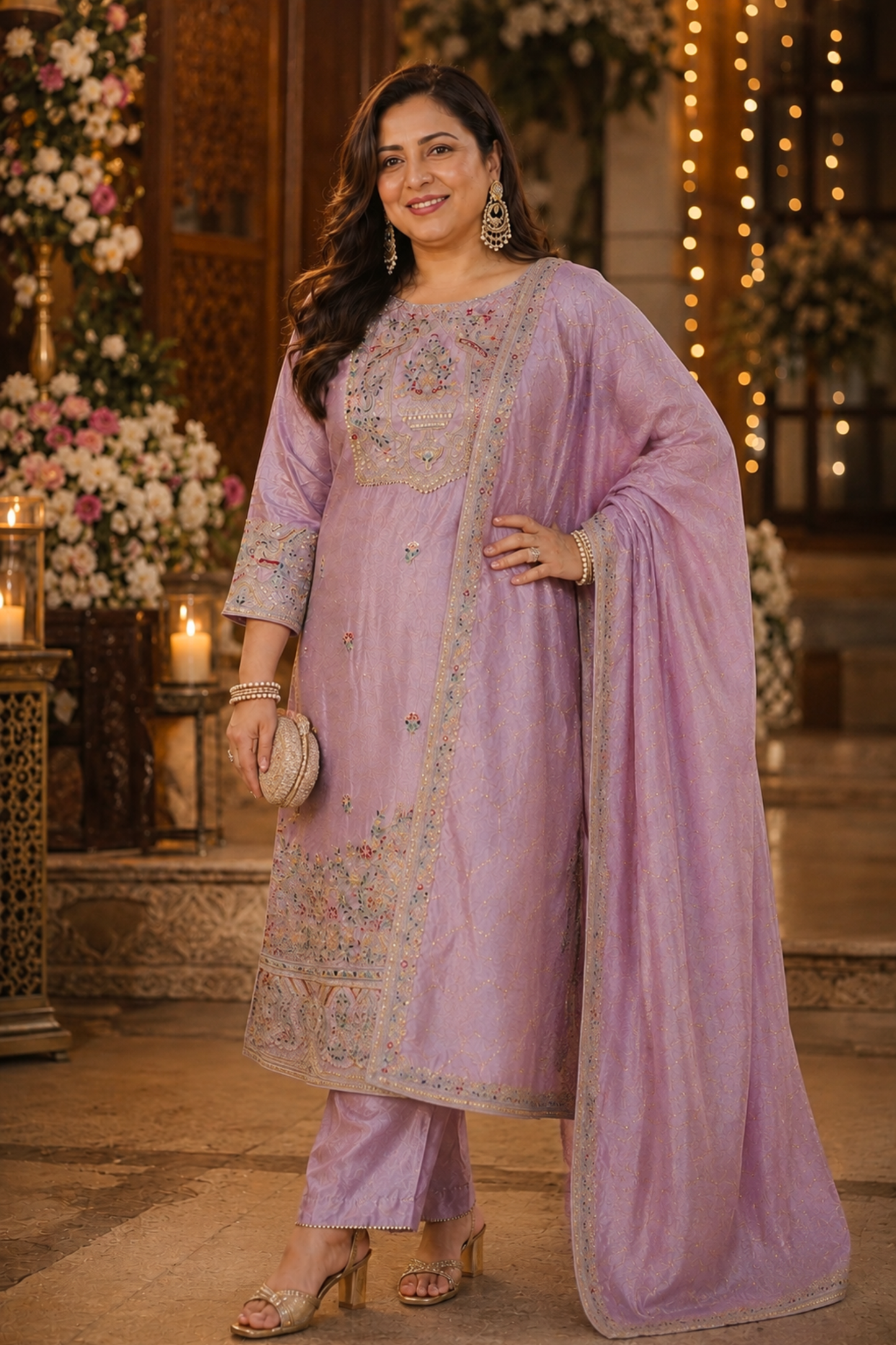 Mehzaan Tissue Shimmer Suit with Zari Embroidery (Copy)