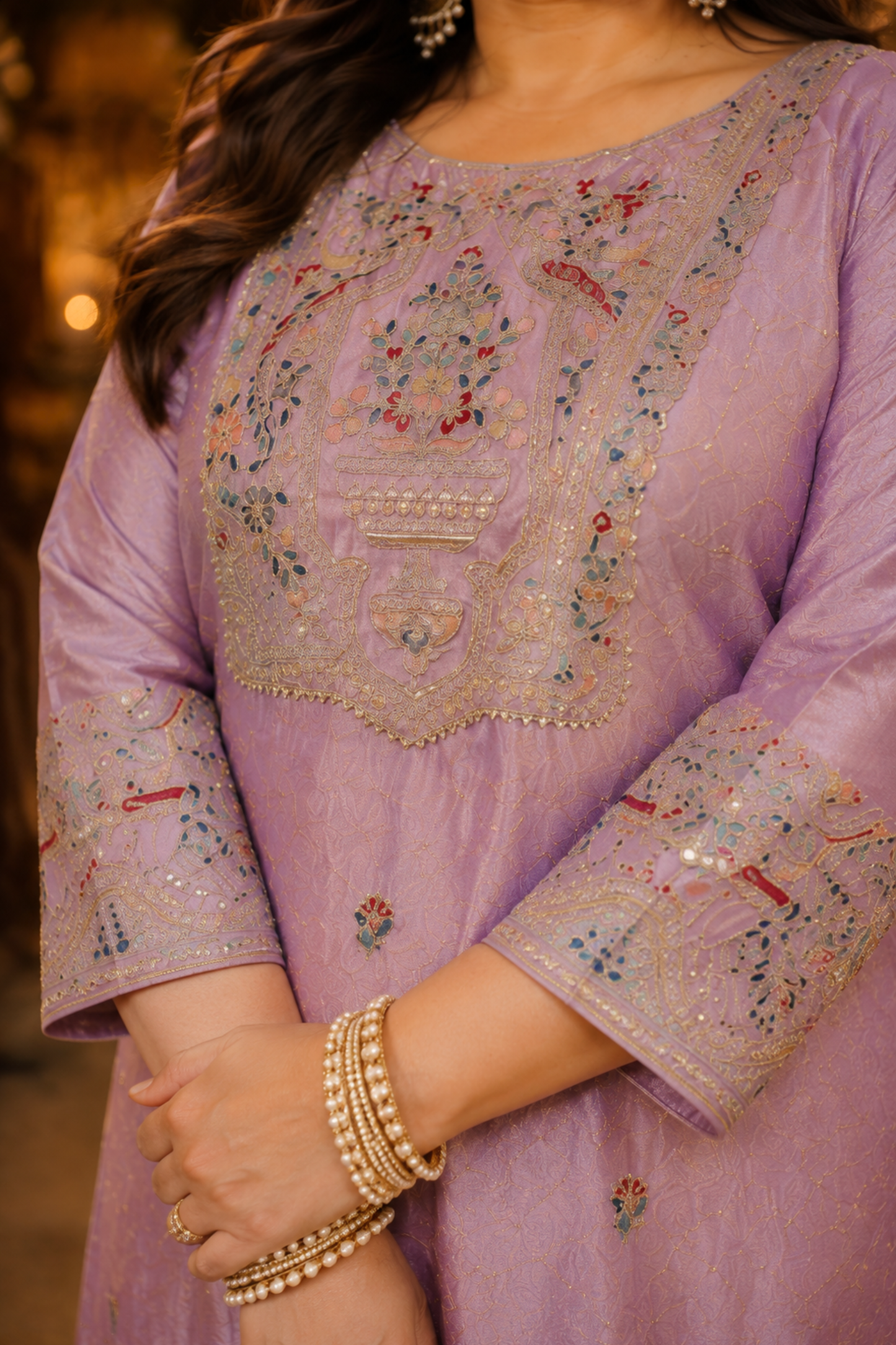 Mehzaan Tissue Shimmer Suit with Zari Embroidery (Copy)