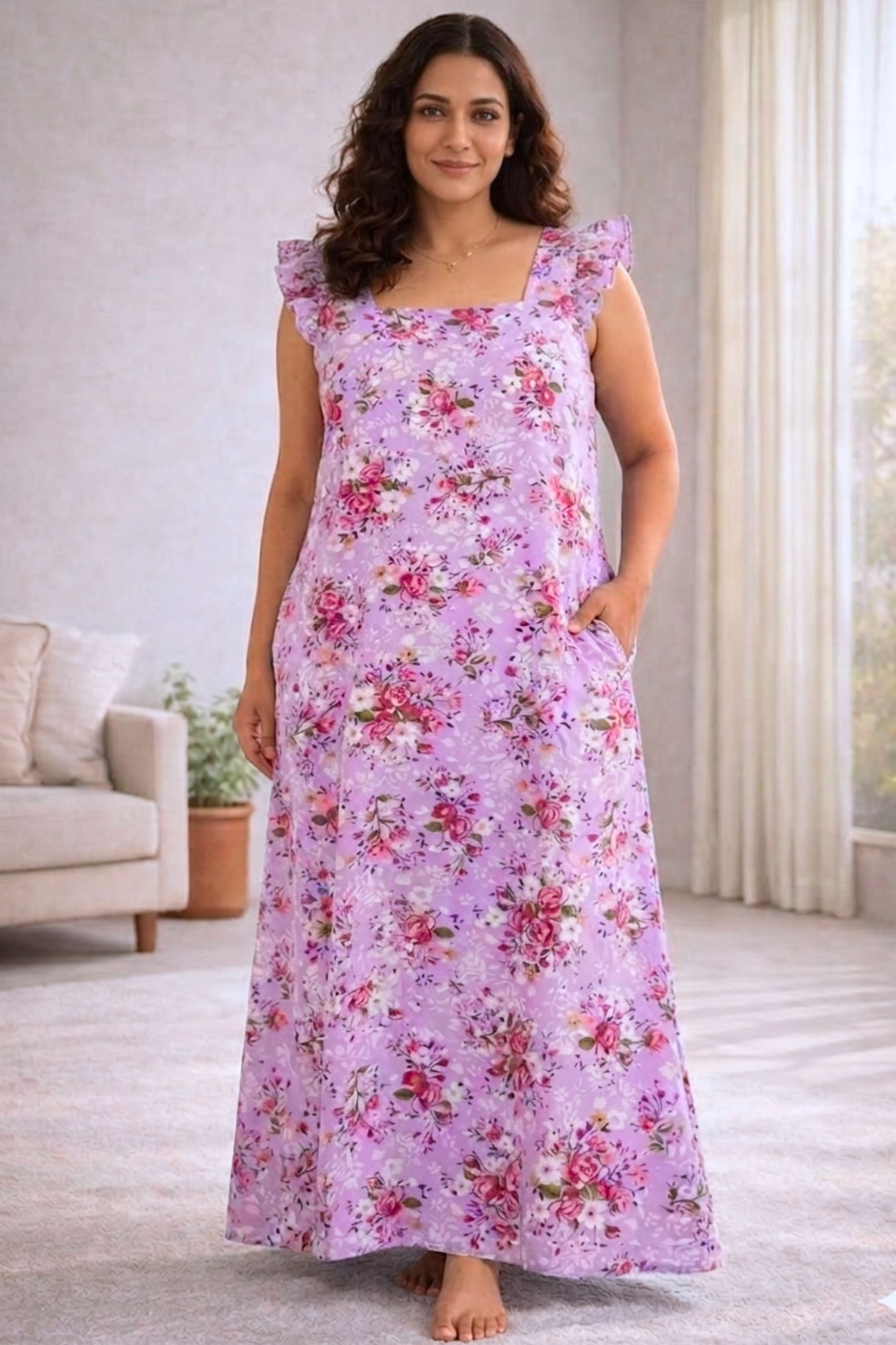 Sweet Lilac Rayon Night Gown