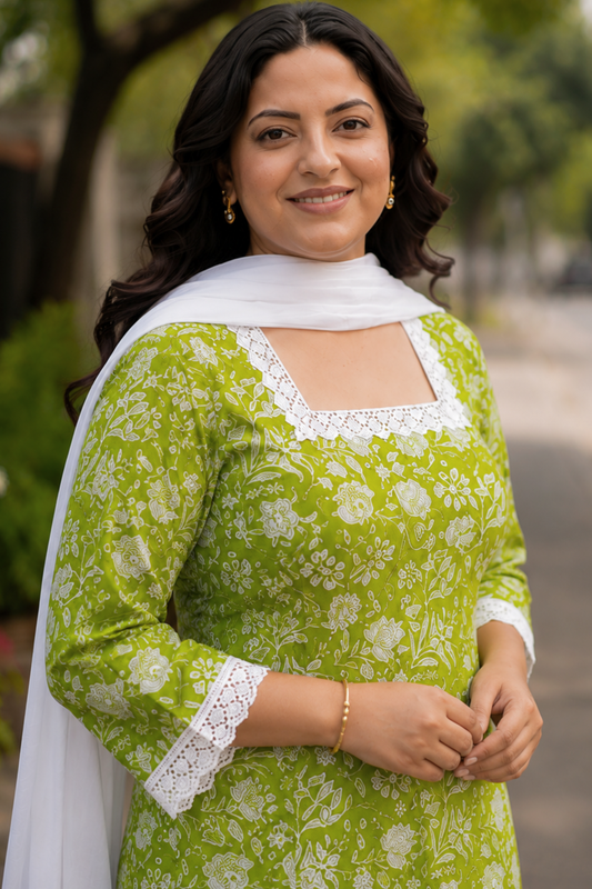 Lime Foilage Farshi Salwar Set