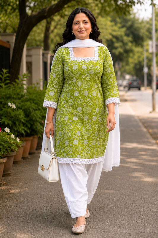 Lime Foilage Farshi Salwar Set