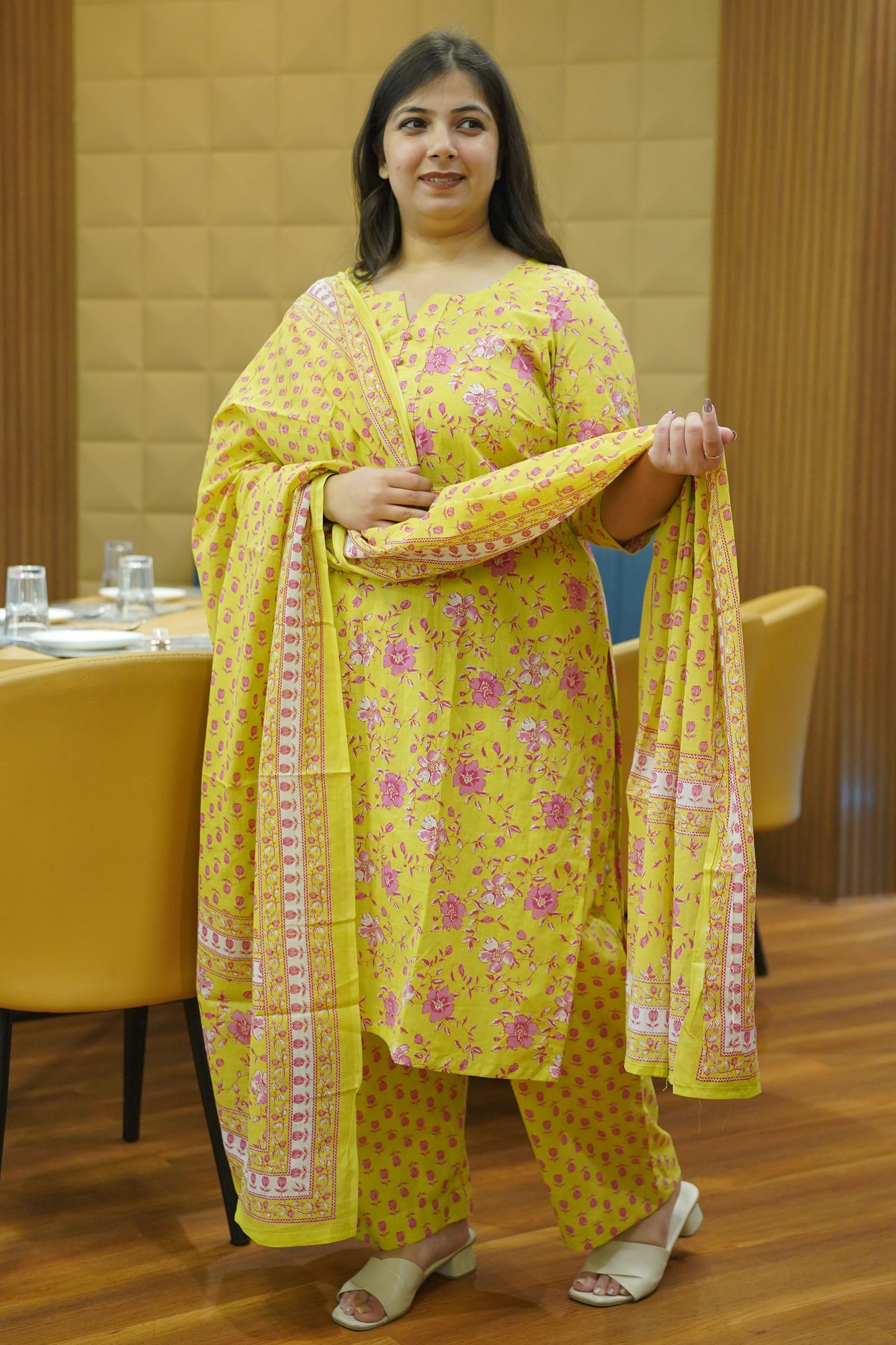 Lime Breeze Printed Cotton Suit