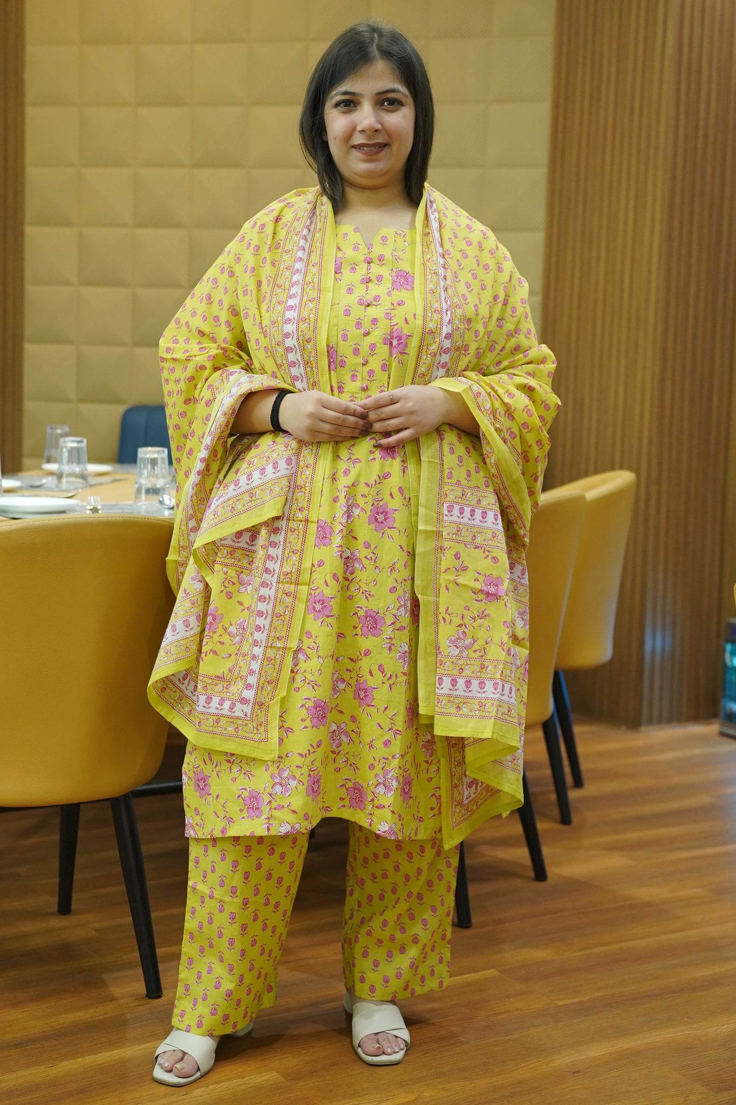 Lime Breeze Printed Cotton Suit