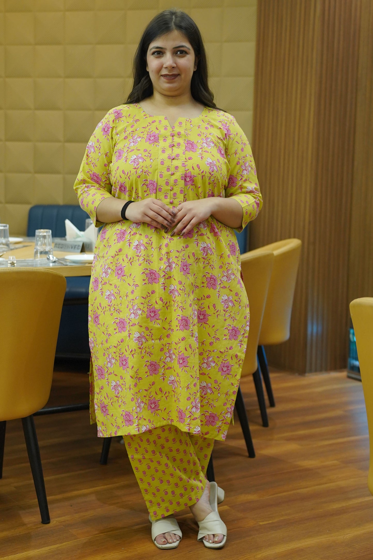 Lime Breeze Printed Cotton Suit