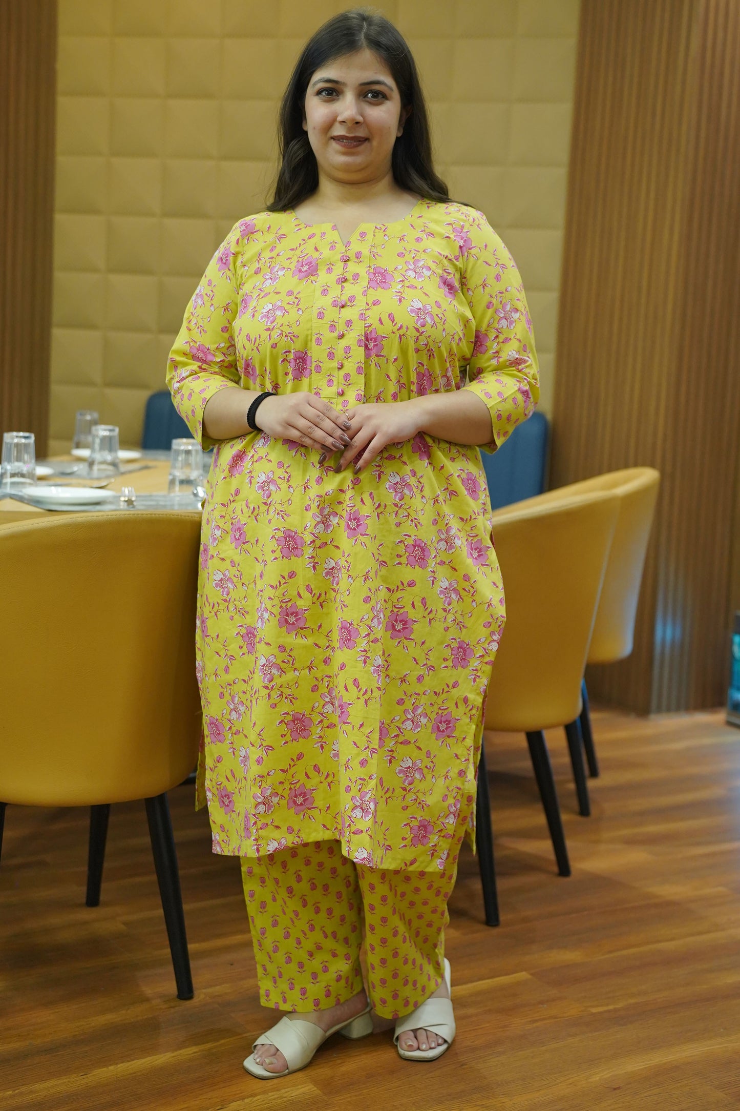 Lime Breeze Printed Cotton Suit