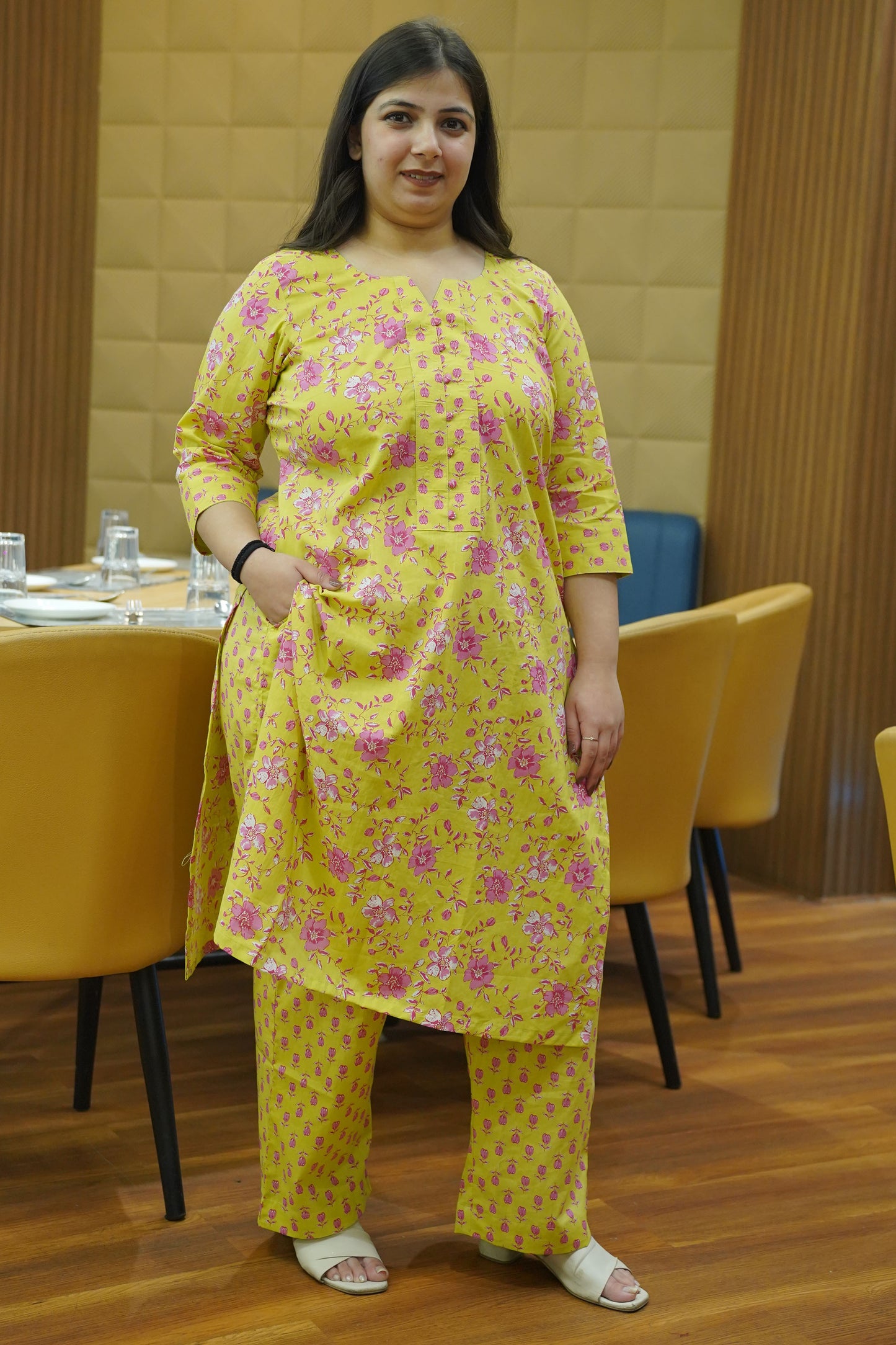 Lime Breeze Printed Cotton Suit