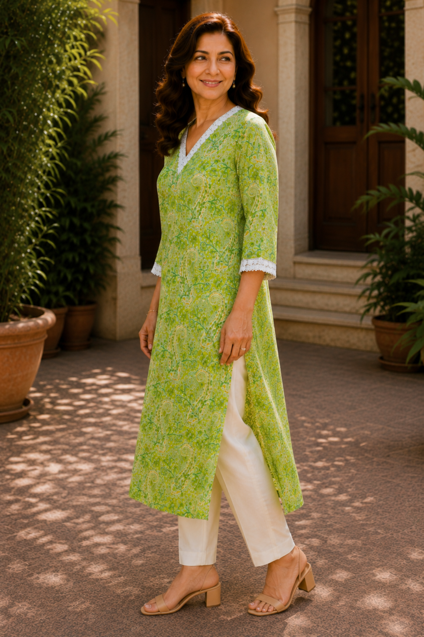 Inaya Paisley A-line Cotton Kali Kurta