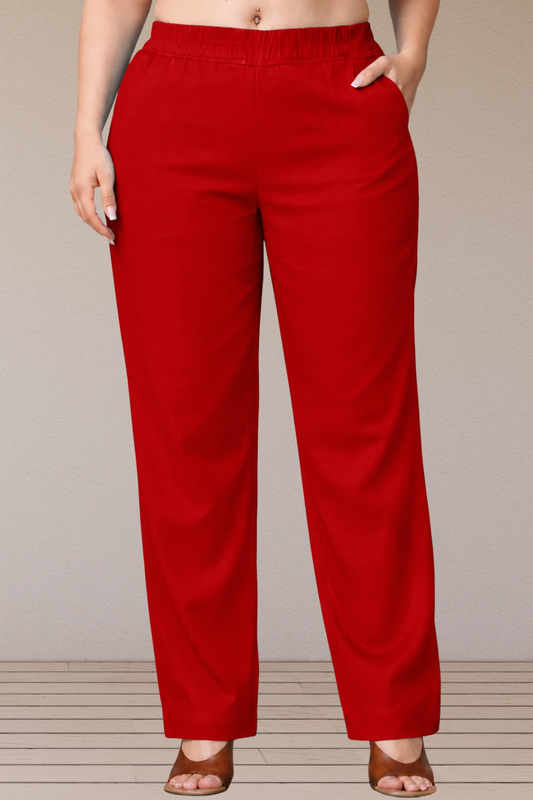 Red Lycra Slub Pants