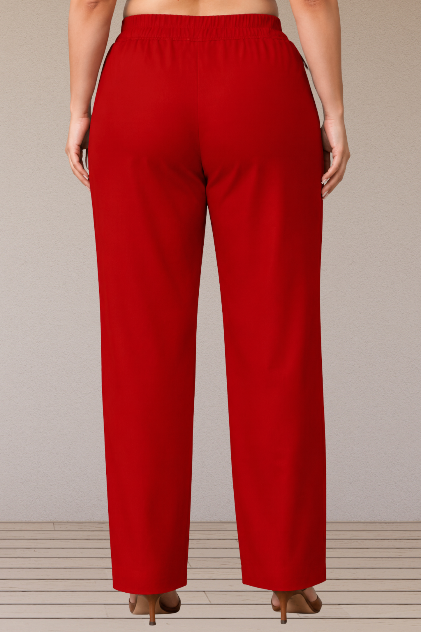 Red Lycra Slub Pants