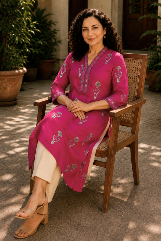 Rhea Butti A-line Cotton Kali Kurta