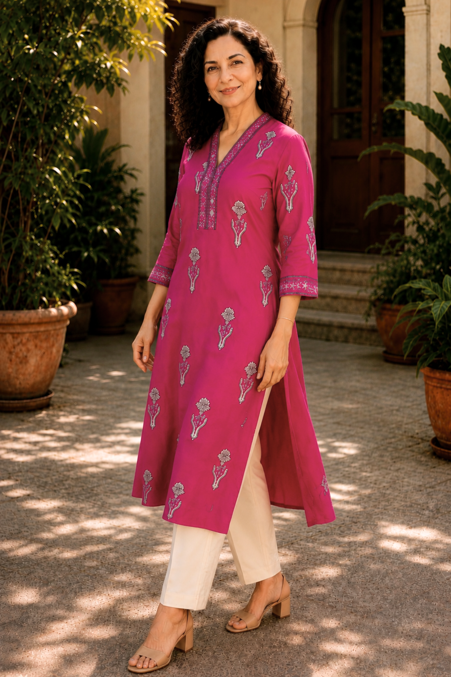 Rhea Butti A-line Cotton Kali Kurta