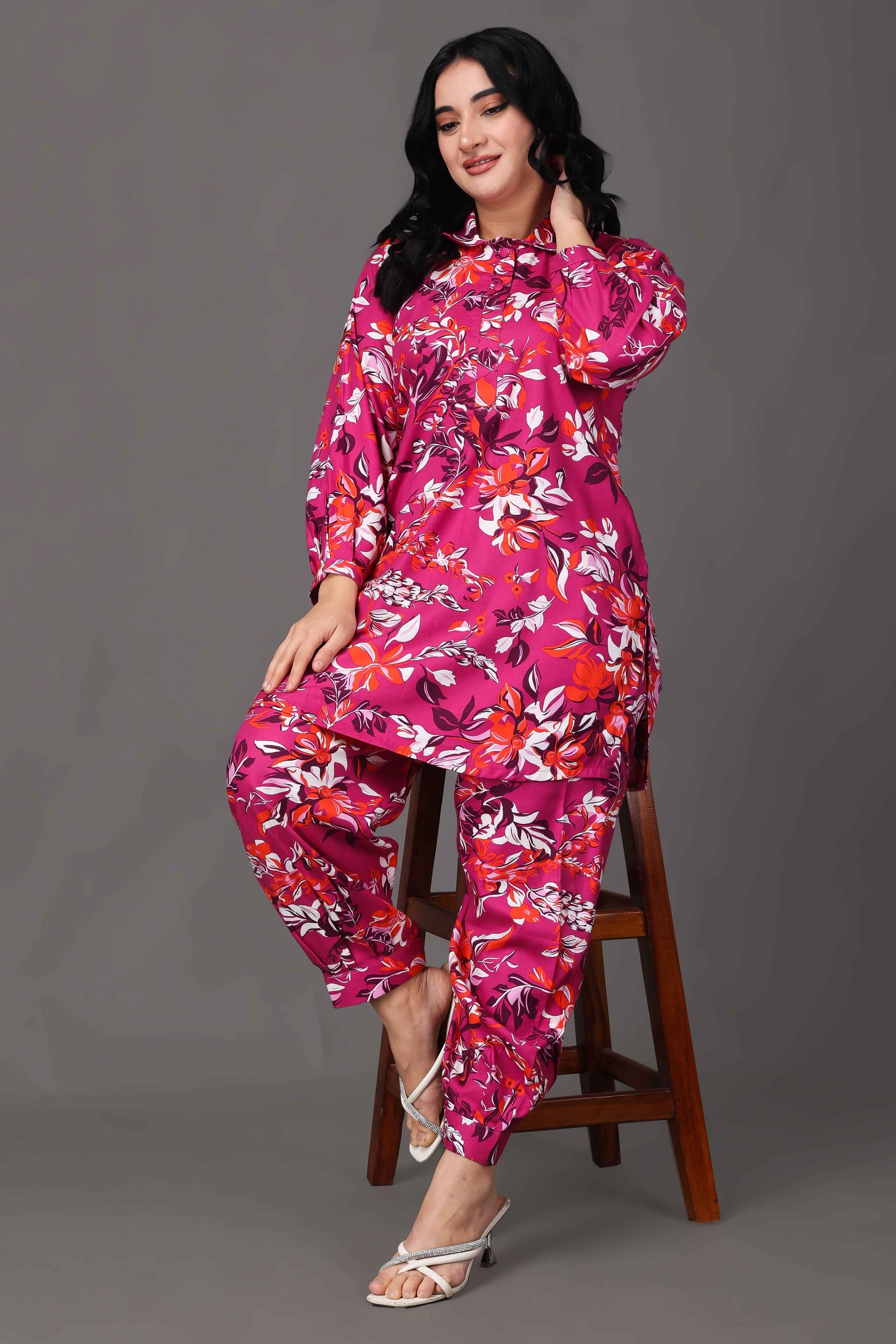 Fiery Pink Woollen Co-ord Set