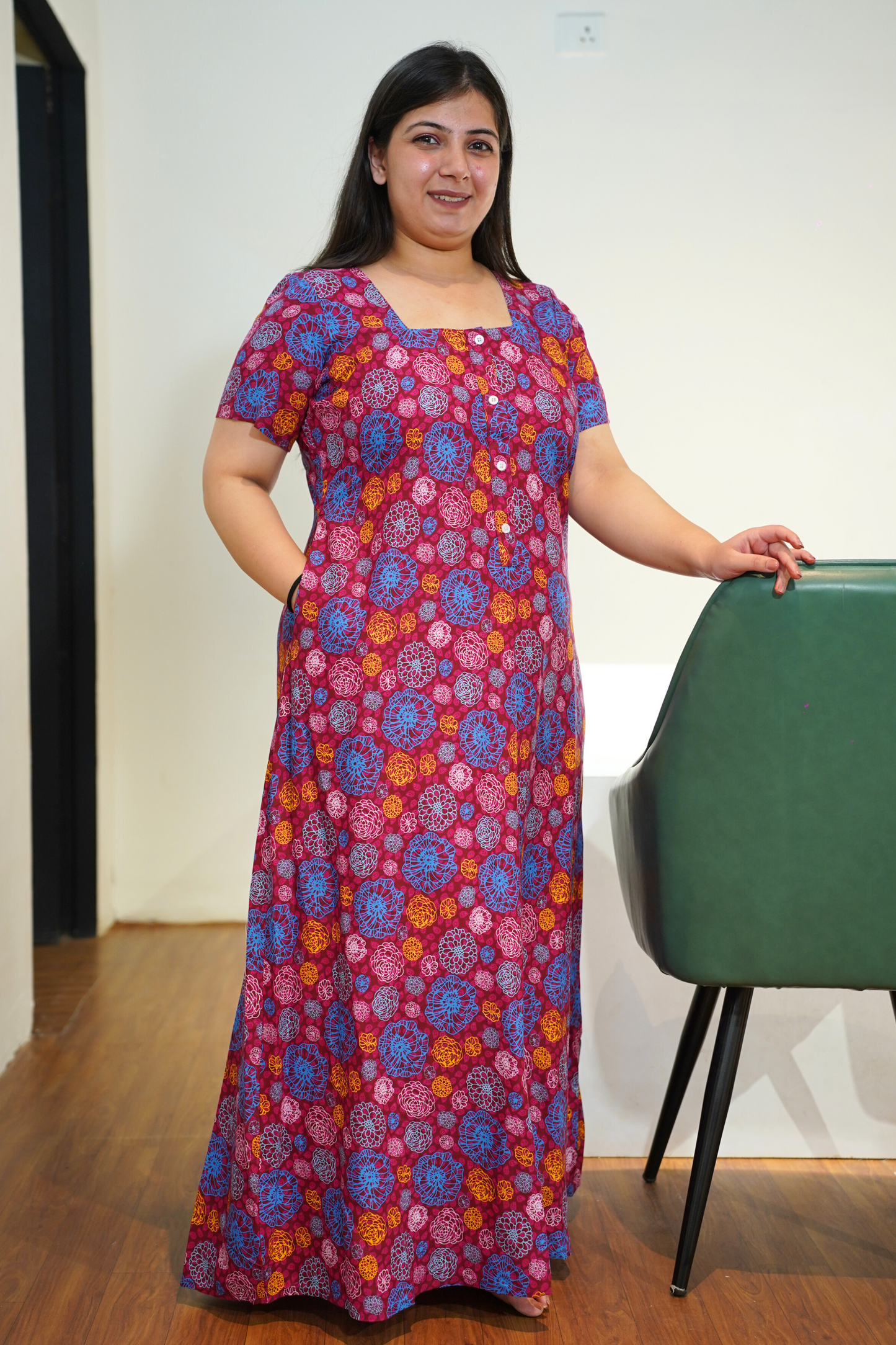 Floral Story Printed Night Gown