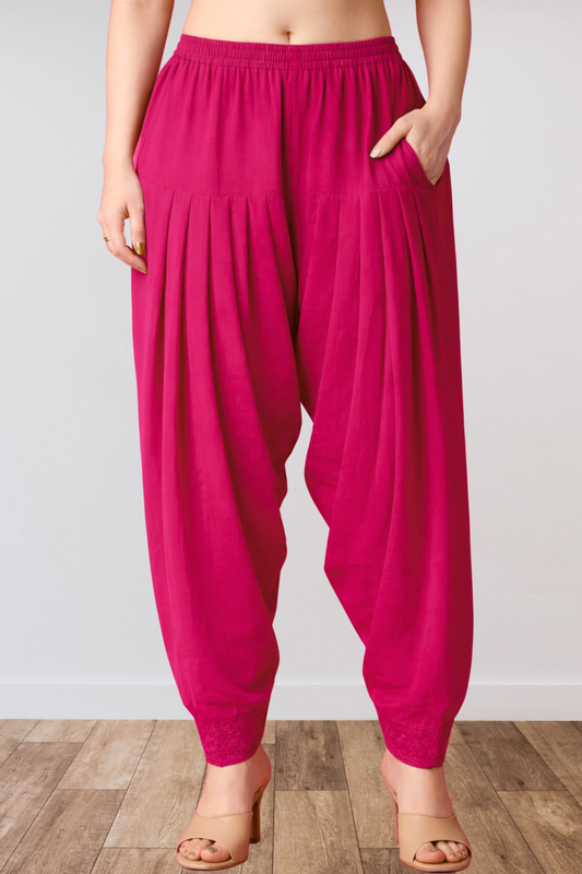 Magenta Anti Wrinkle Pleated Salwar