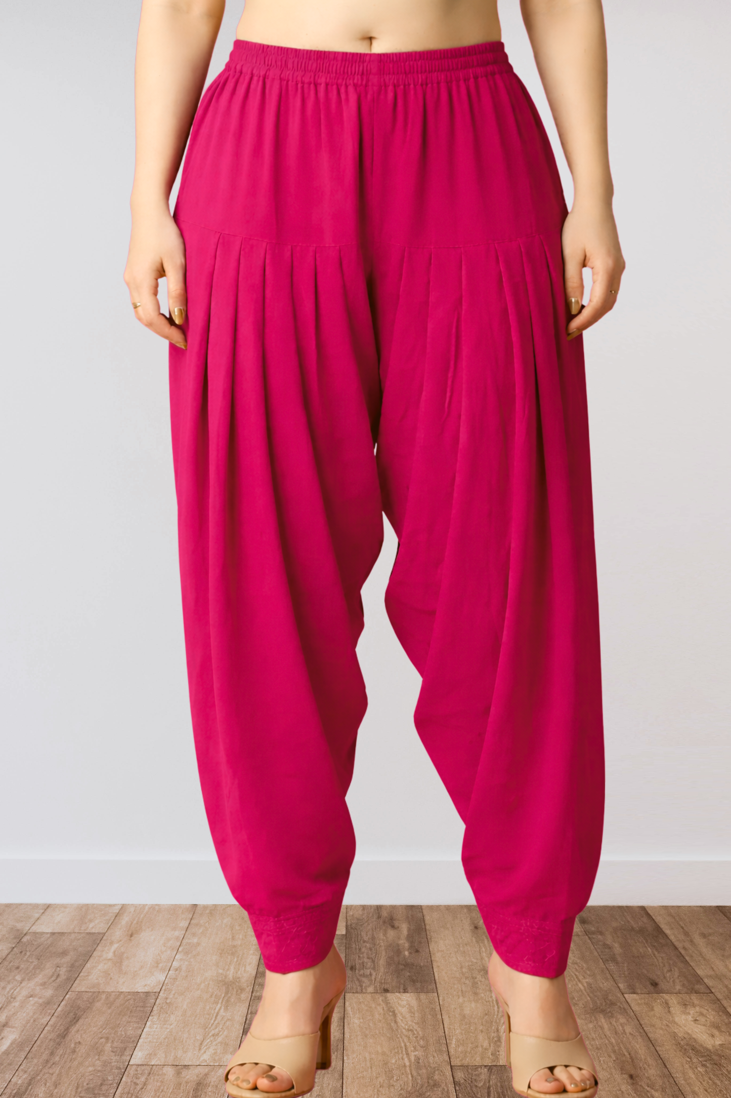 Magenta Anti Wrinkle Pleated Salwar