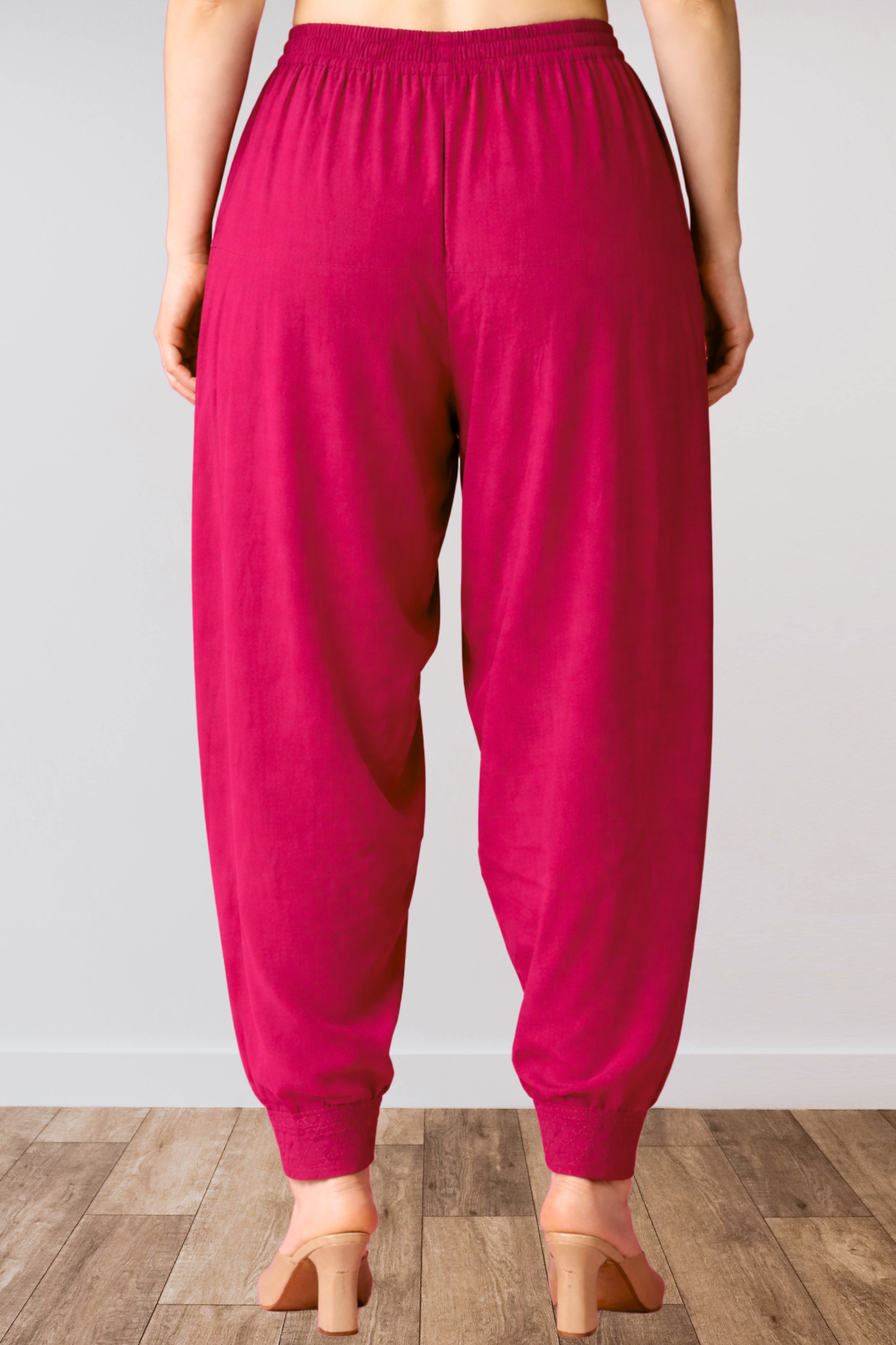 Magenta Anti Wrinkle Pleated Salwar