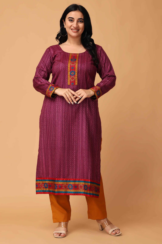 Buy Plus Size ​Plum Perfection Woollen Kurta At Apella | Sizes XS to 10 XL | India | Free Delivery | Customized